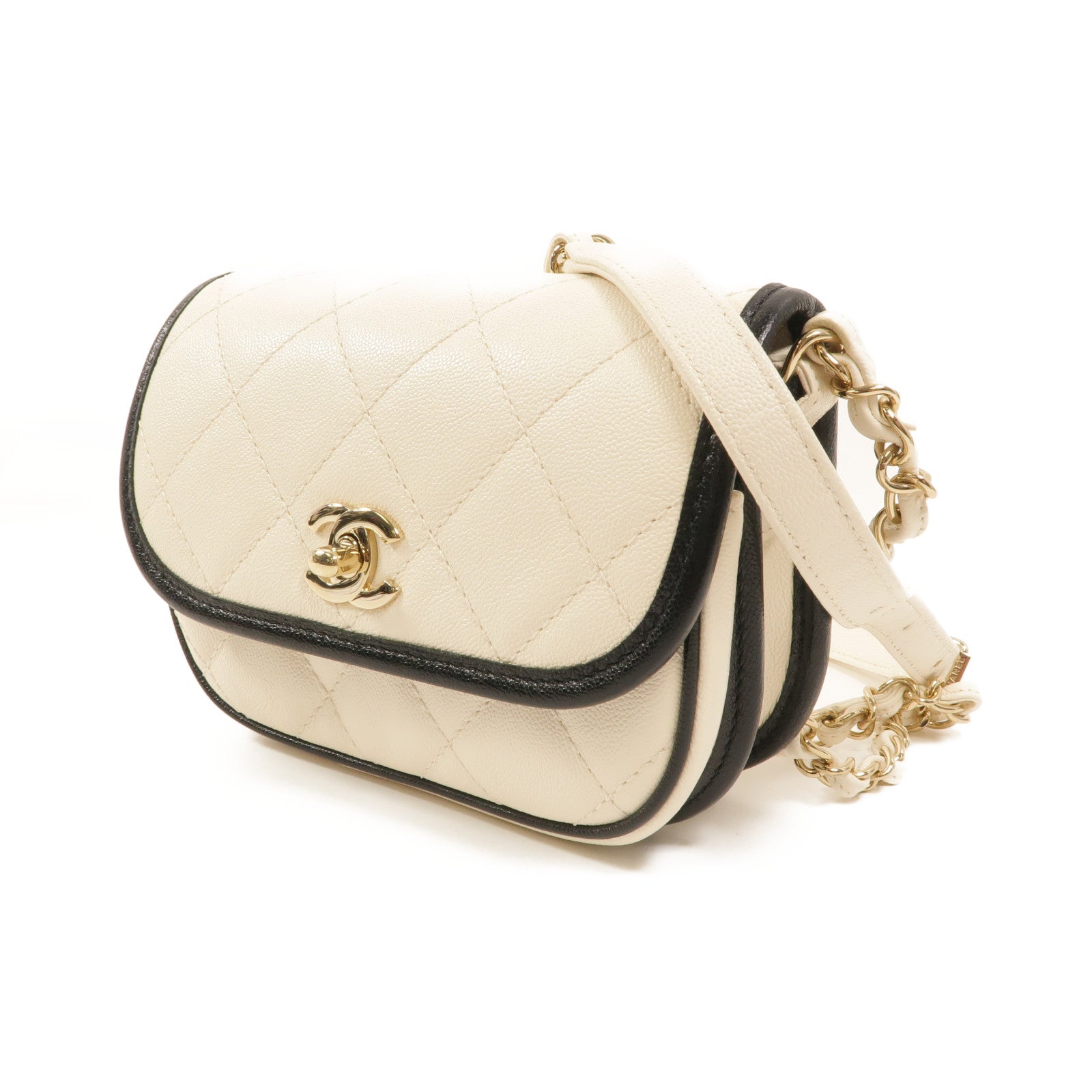 CHANEL 牛皮皮革Mini Round Flap Messenger Bag肩背袋