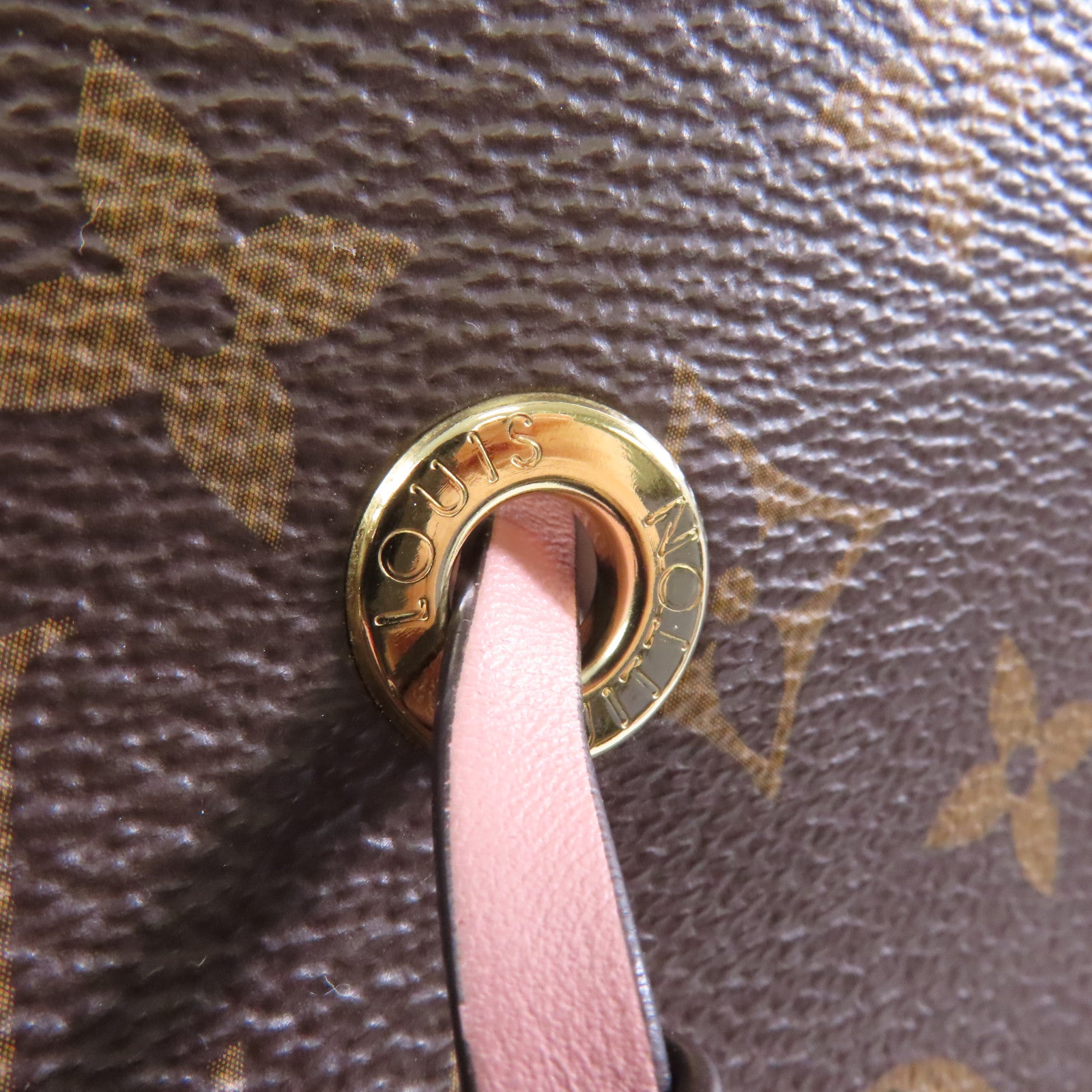 LOUIS VUITTON Monogram Neo Noe MM金扣肩背袋啡色/粉紅色