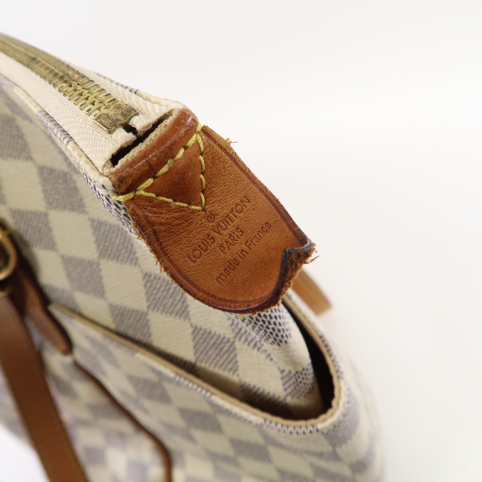 LOUIS VUITTON Damier Azur Totally MM金扣肩背袋白色/藍色