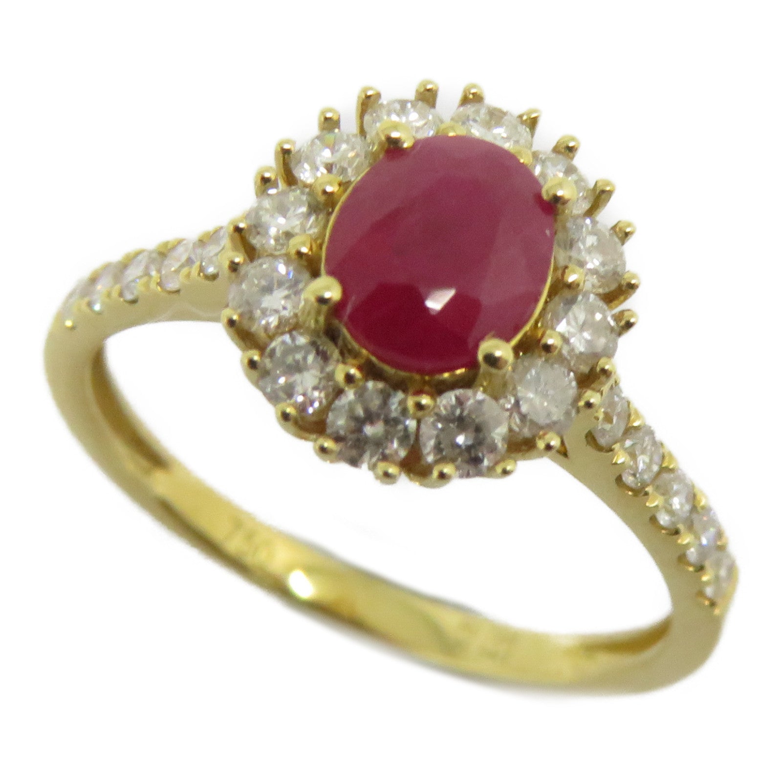 JEWELRY 【激減優惠】18K黃金Ruby Diamond Pendant Ring 0.72ct紅寶石/0.54ct鑽石戒指/吊墜US#7