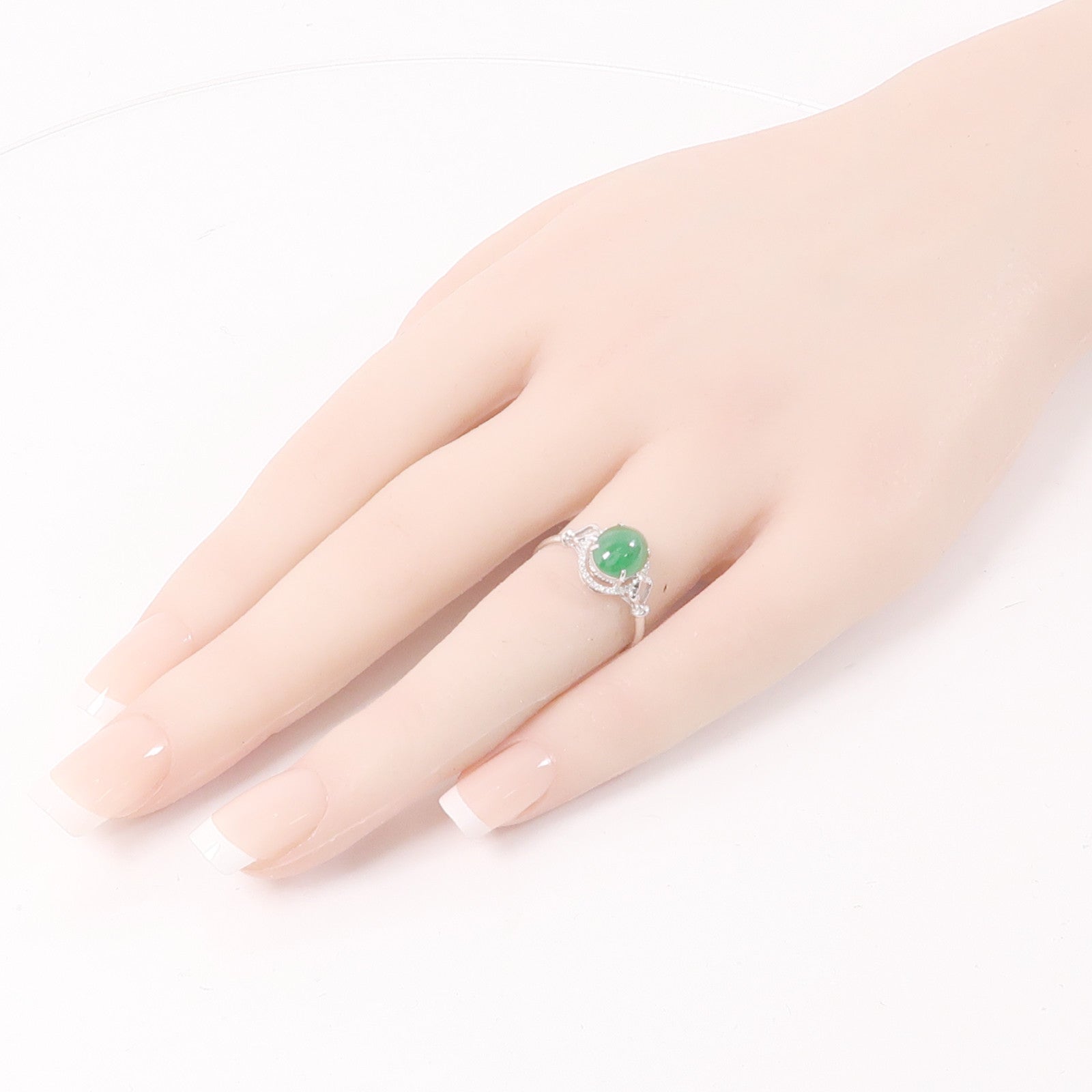 JEWELRY 18K白金Jade/Diamond Ring翡翠/鑽石戒指US#6.75