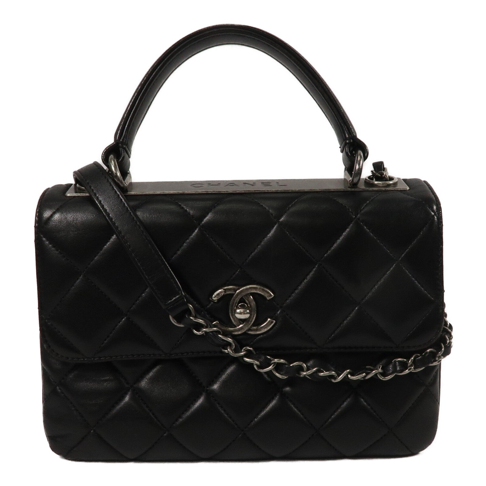CHANEL 牛皮皮革Trendy CC Top Handle鏈帶手挽肩背兩用袋