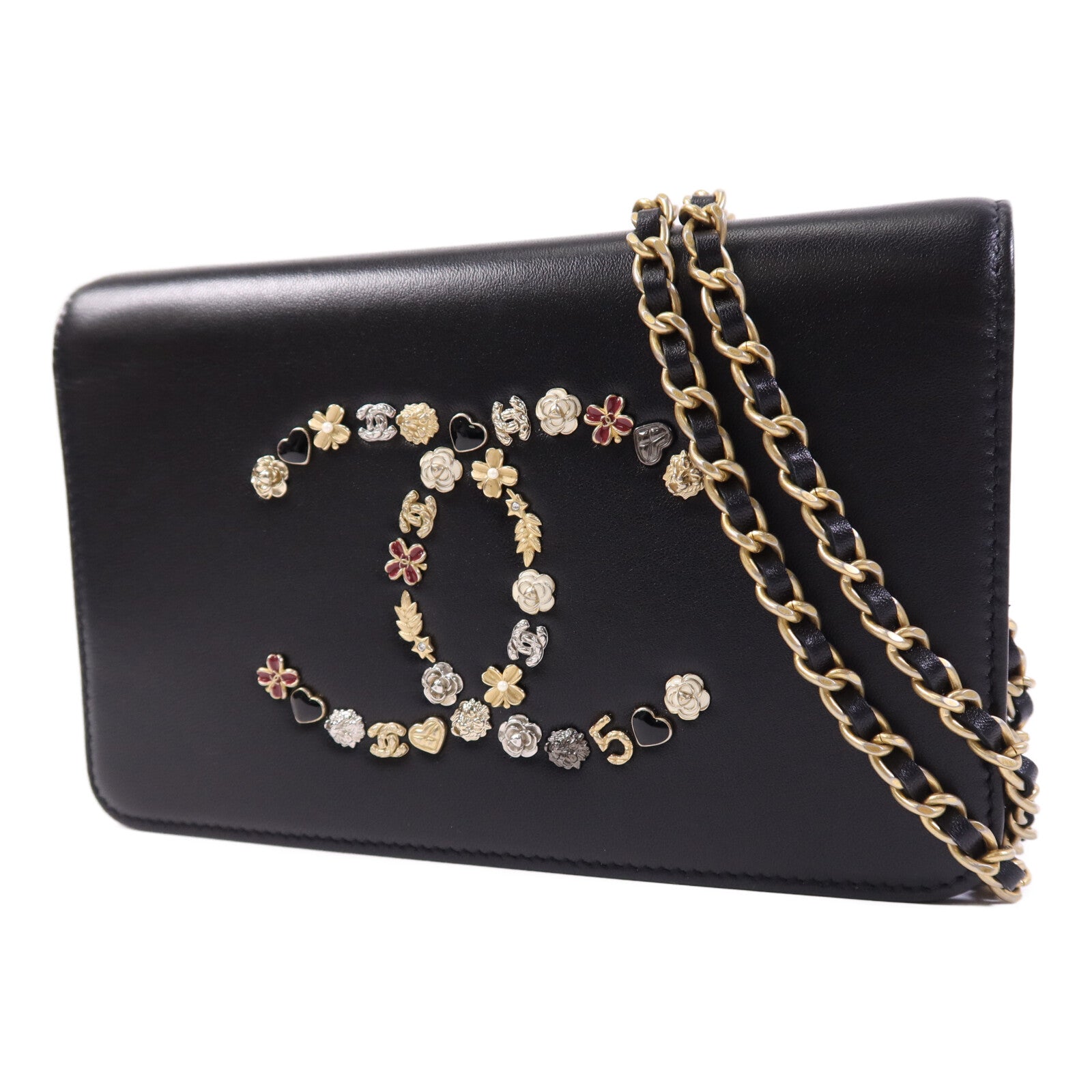 CHANEL 牛皮皮革WOC Wallet On Chain金扣鏈帶肩背袋