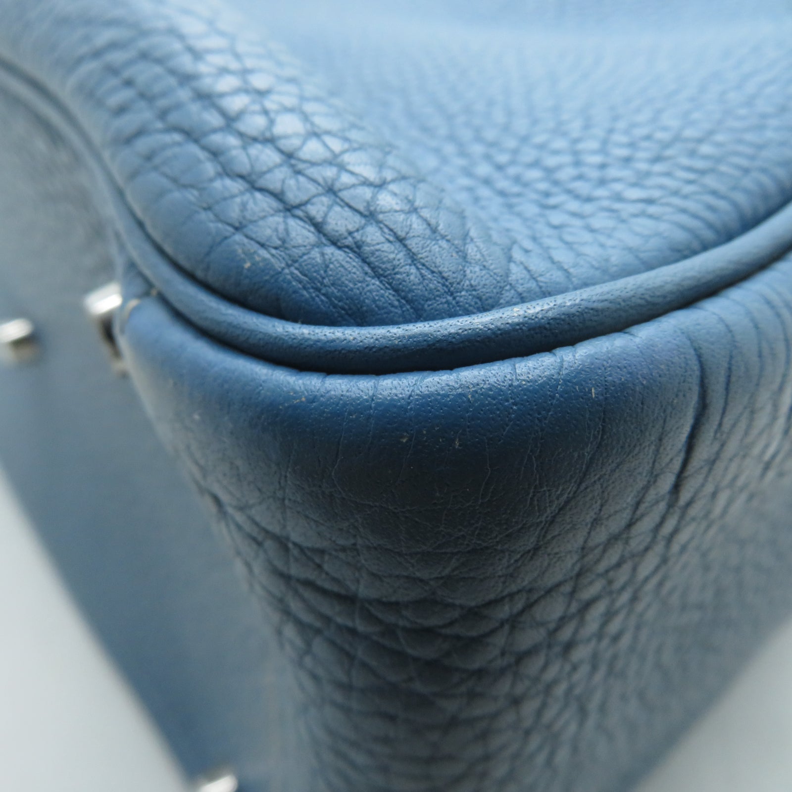 HERMES **【激減優惠】Clemence皮革Lindy 30銀扣手挽肩背兩用袋Blue Jean牛仔藍色