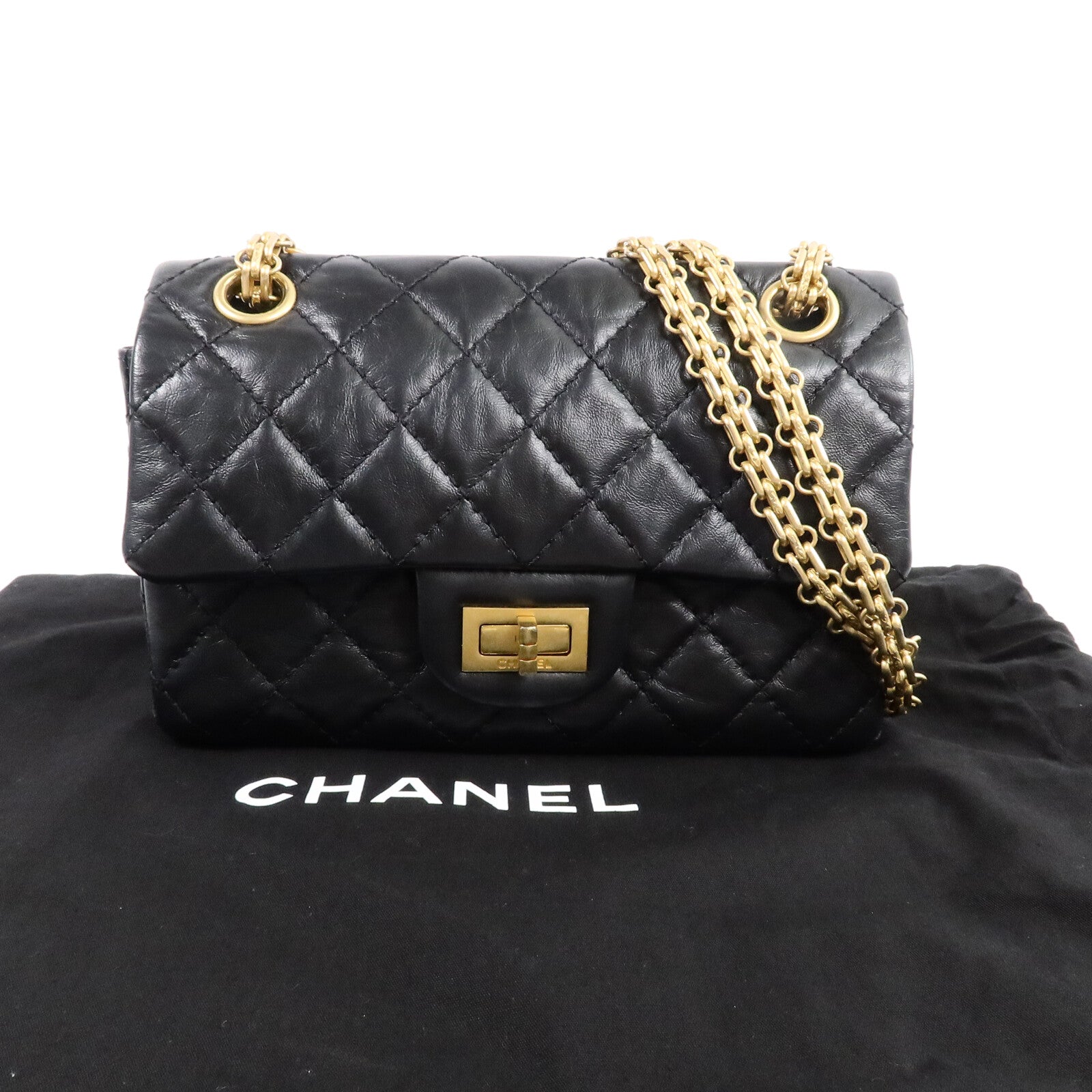 CHANEL 牛皮皮革2.55 Mini鏈帶肩背袋