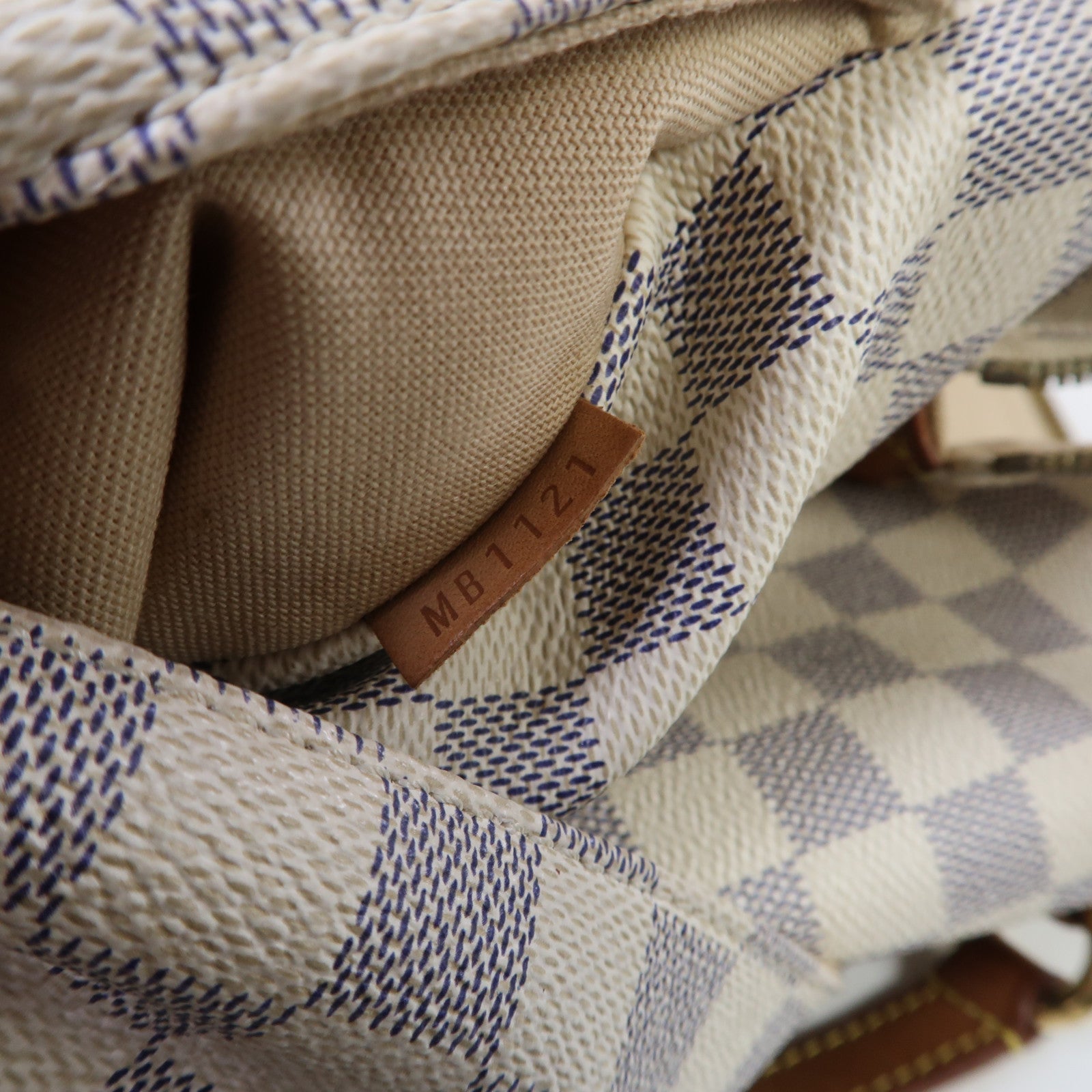 LOUIS VUITTON Damier Azur Totally MM金扣肩背袋白色/藍色