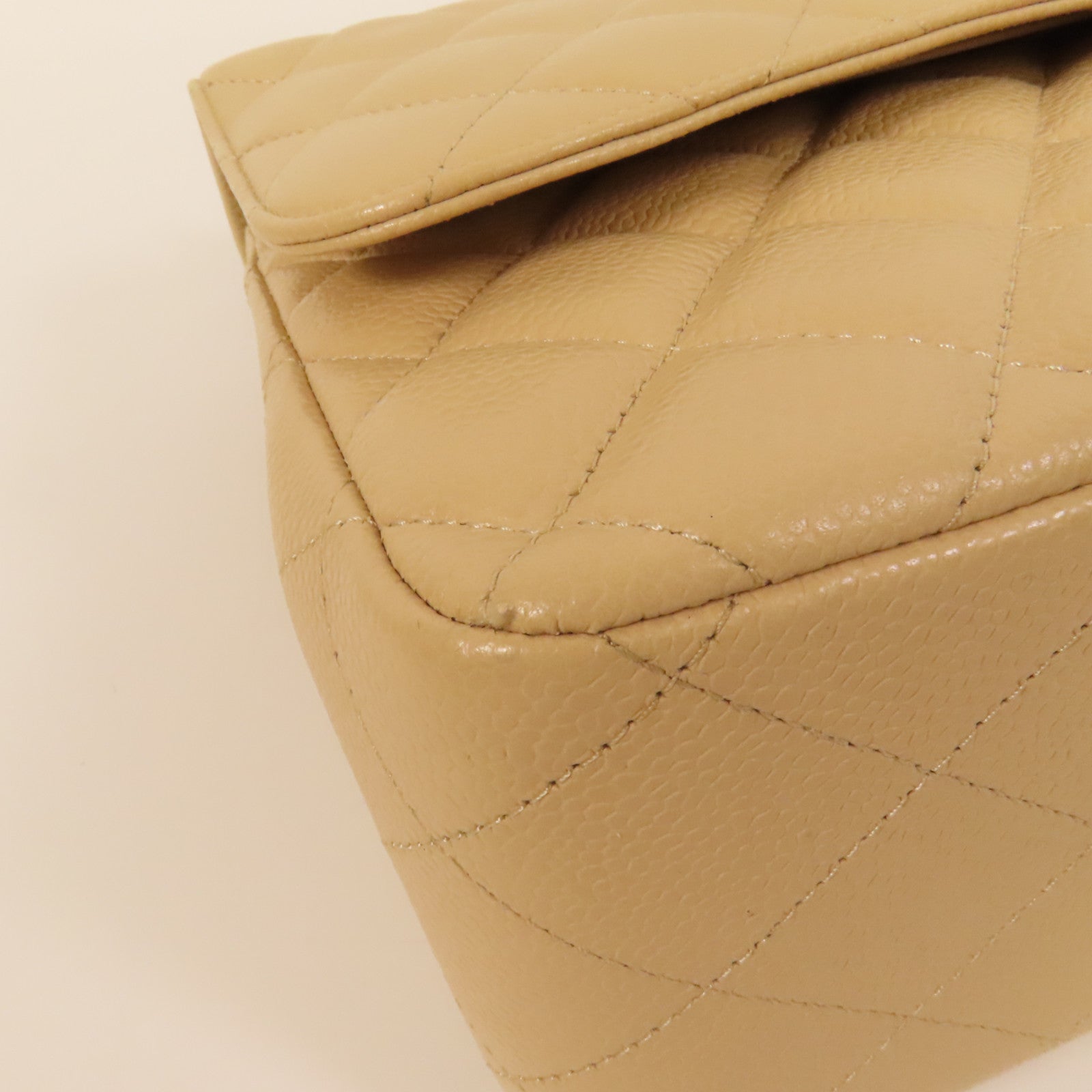 CHANEL 牛皮皮革Jumbo銀扣鏈帶肩背袋