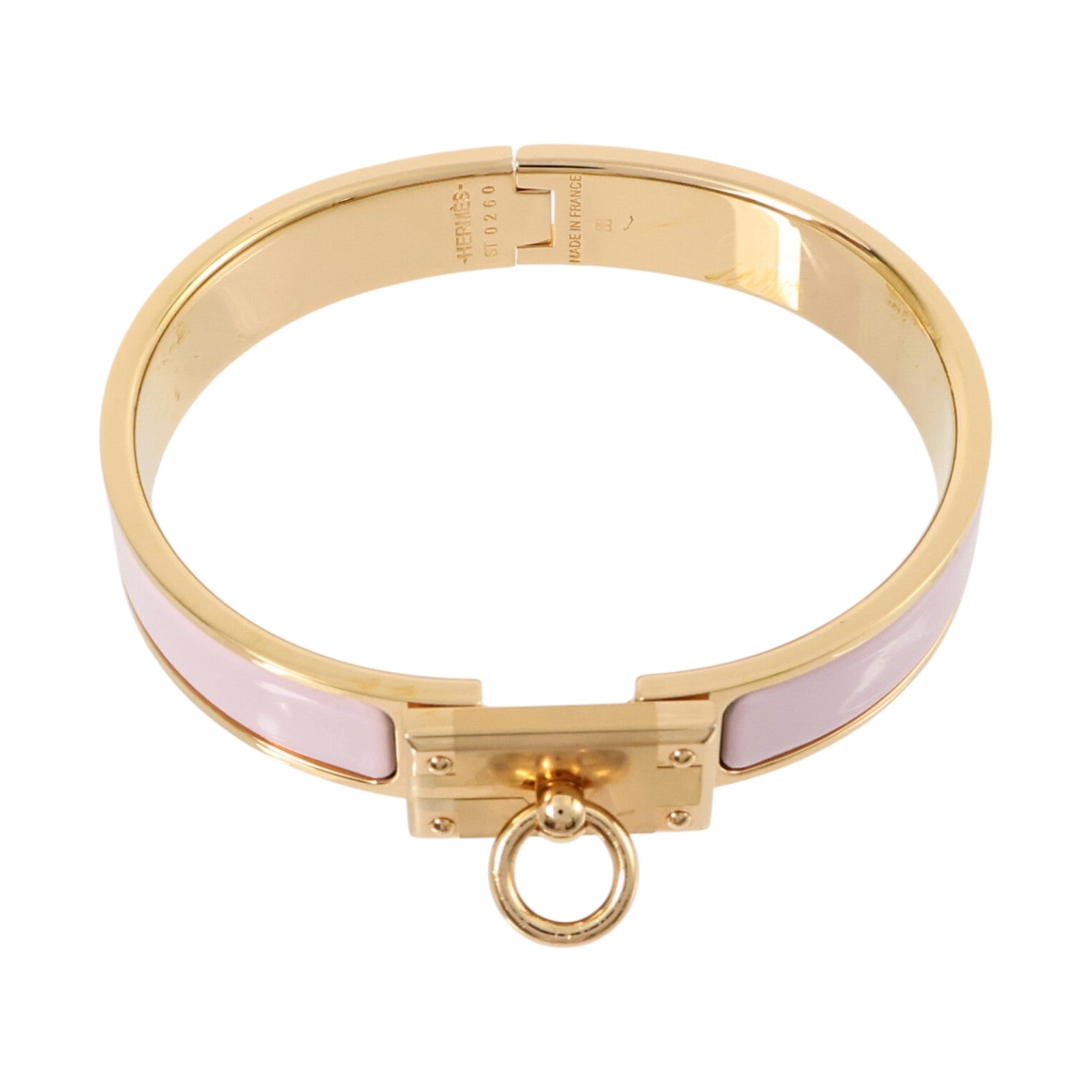 HERMES 金屬/琺瑯Clic Anneau手鐲Rose Dragee