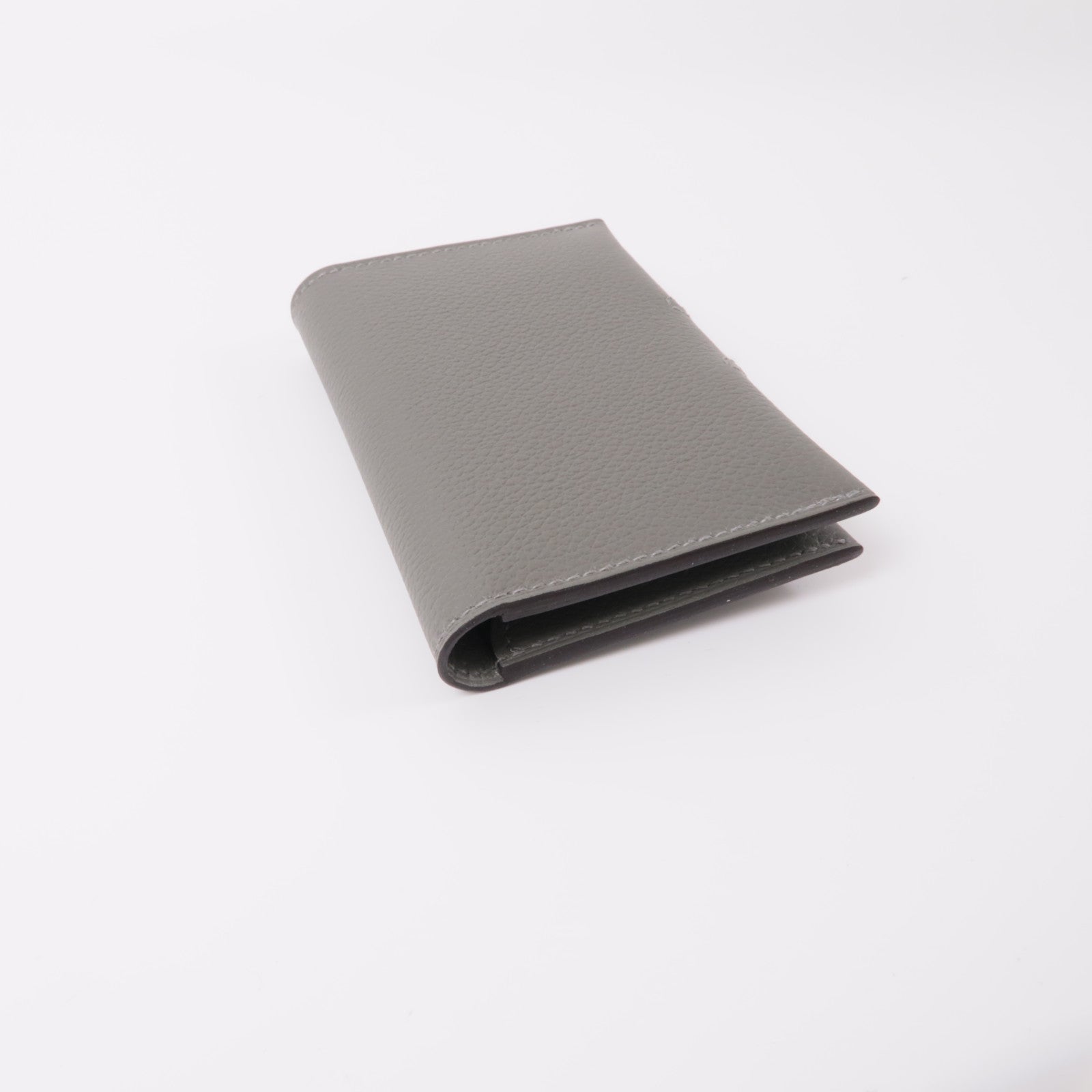 HERMES Evercolor皮革Porte-Cartes銀扣卡片套Gris Meyer灰色