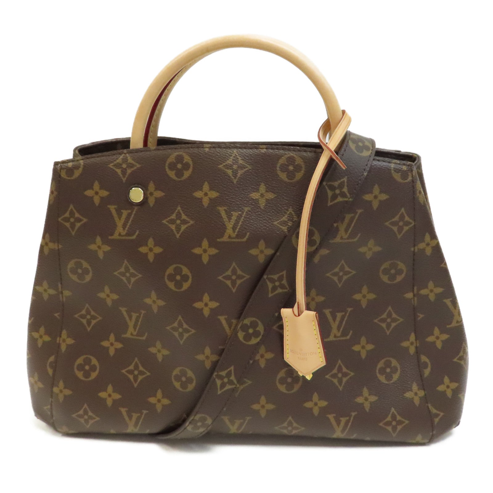 LOUIS VUITTON Monogram Montaigne MM金扣手挽肩背兩用袋啡色