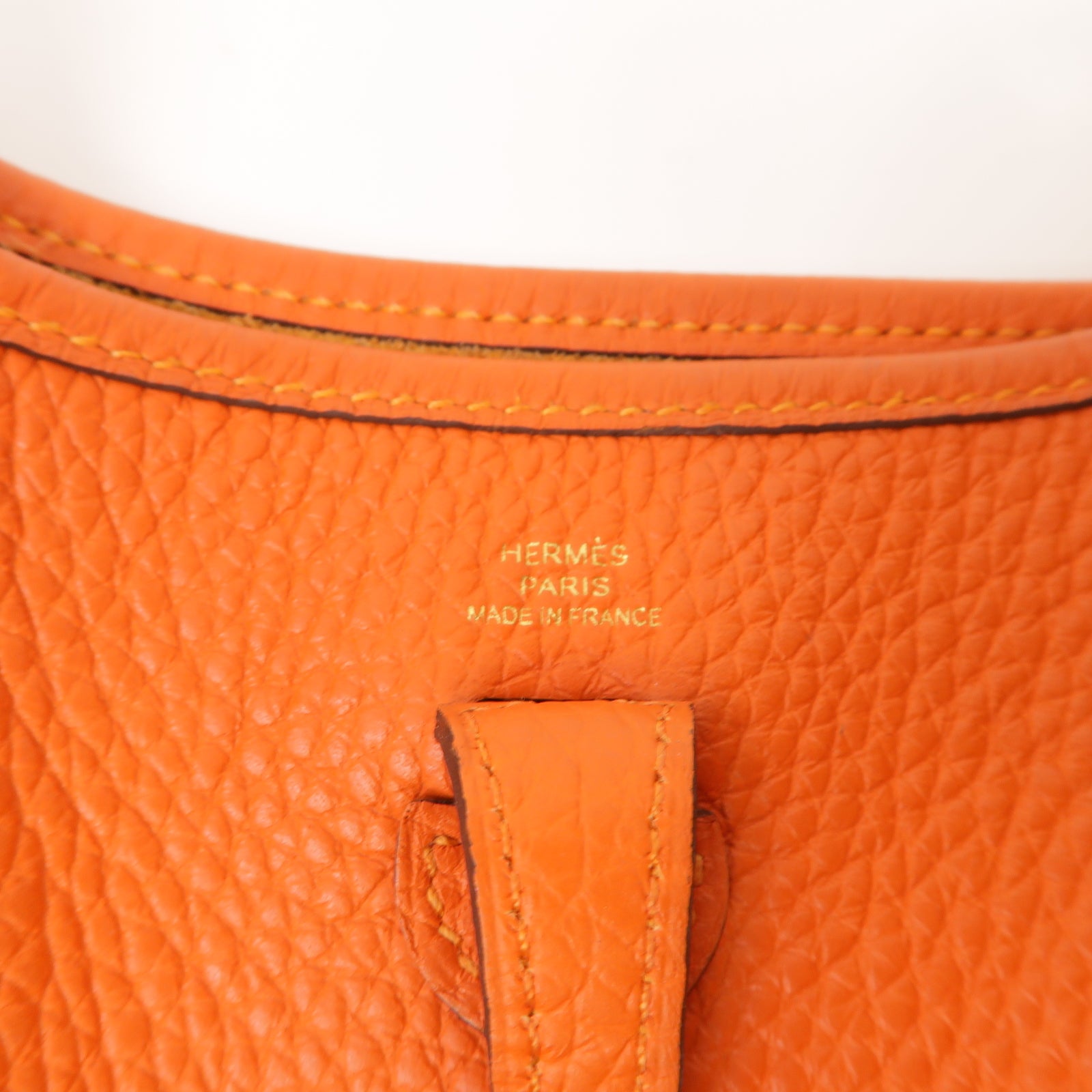 HERMES 【激減優惠】Clemence皮革Evelyne TPM Shoulder Bag金扣肩背袋火焰橘