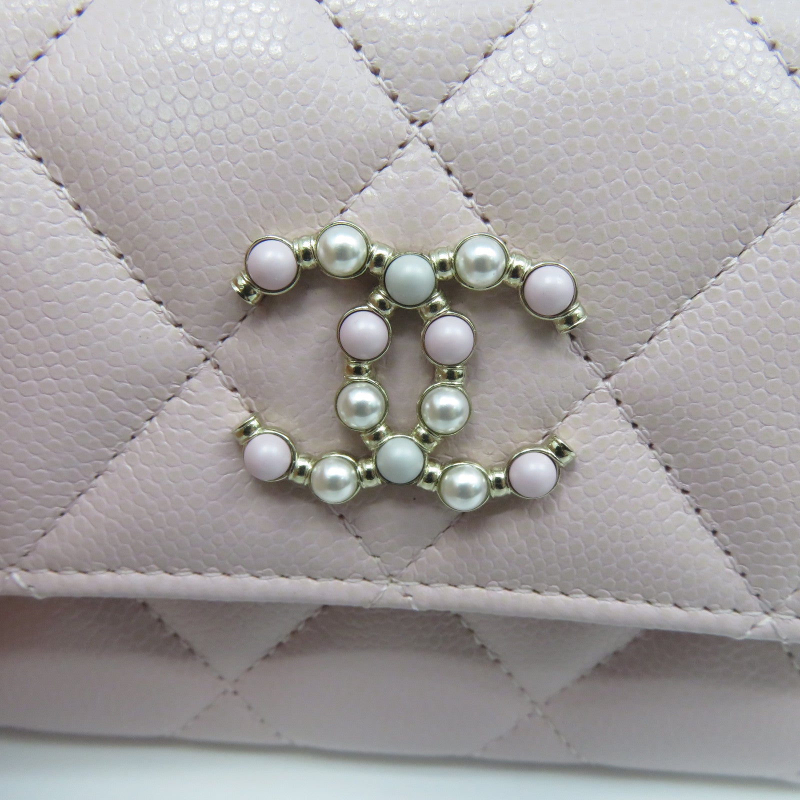 CHANEL 【激減優惠】菱格Caviar皮革Chain Shoulder金扣鏈帶肩背袋粉紅色