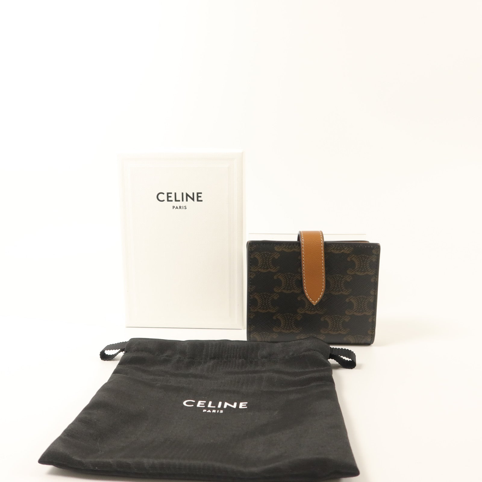 CELINE 塗層帆布Small Strap Triomphe Wallet錢包