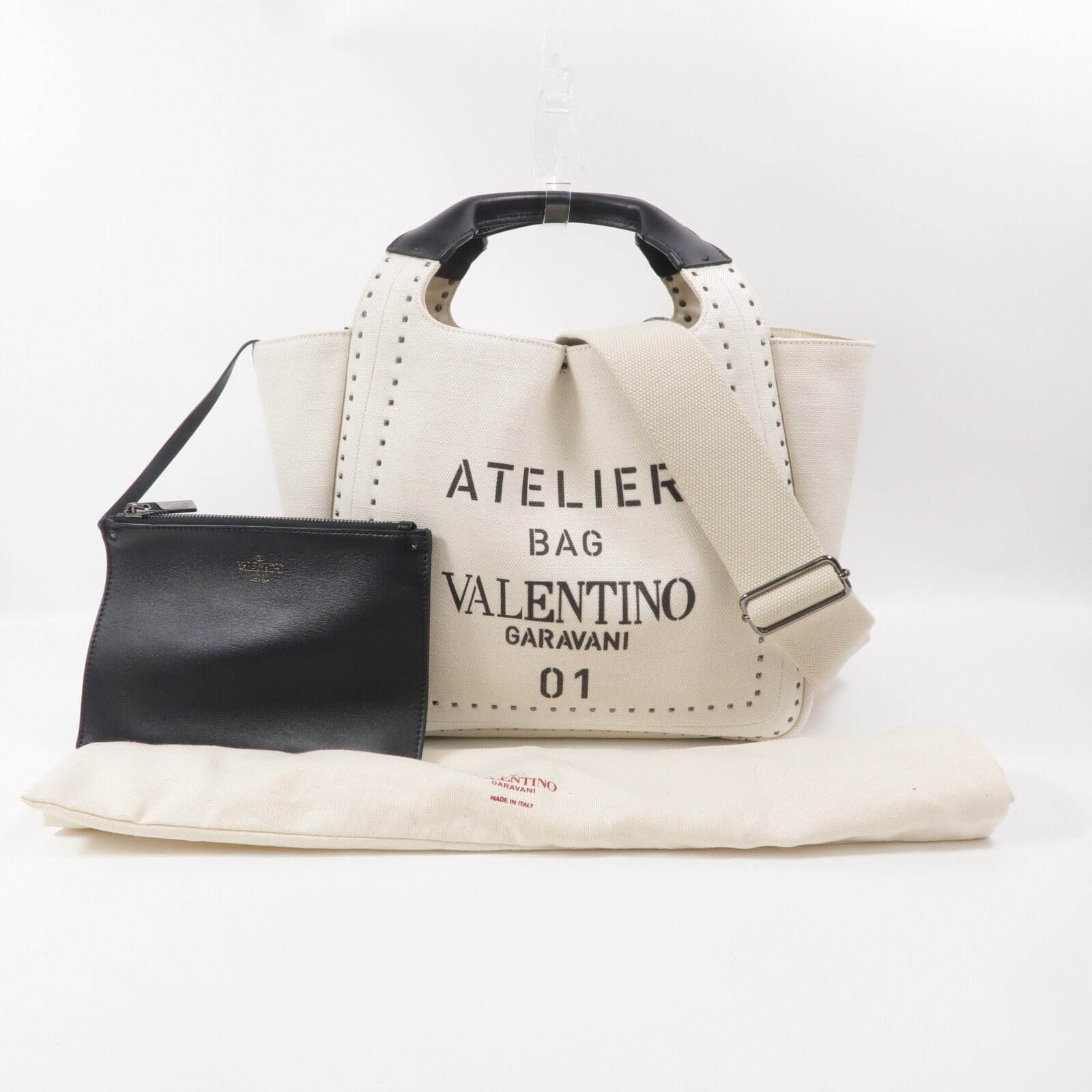 Valentino 帆布Atelier Bag手挽肩背兩用袋