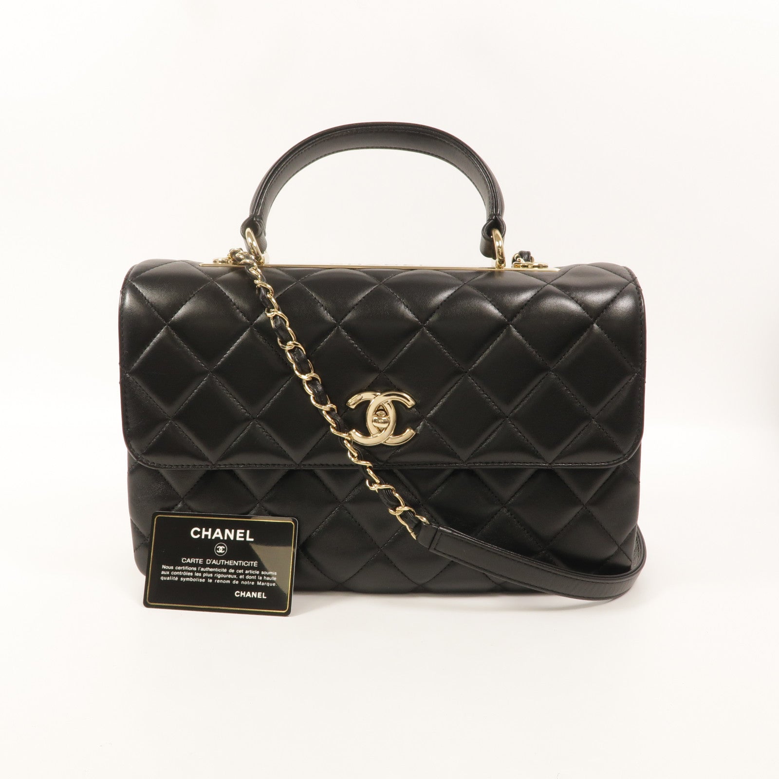 CHANEL 羊皮皮革Trendy CC Top Handle手挽肩背兩用袋