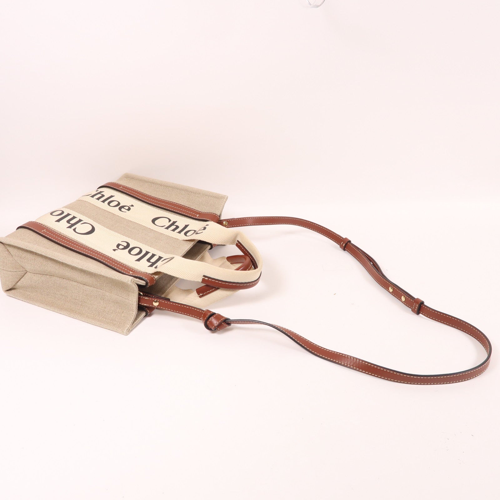 Chloe 帆布Shoulder Bag金扣肩背袋米色