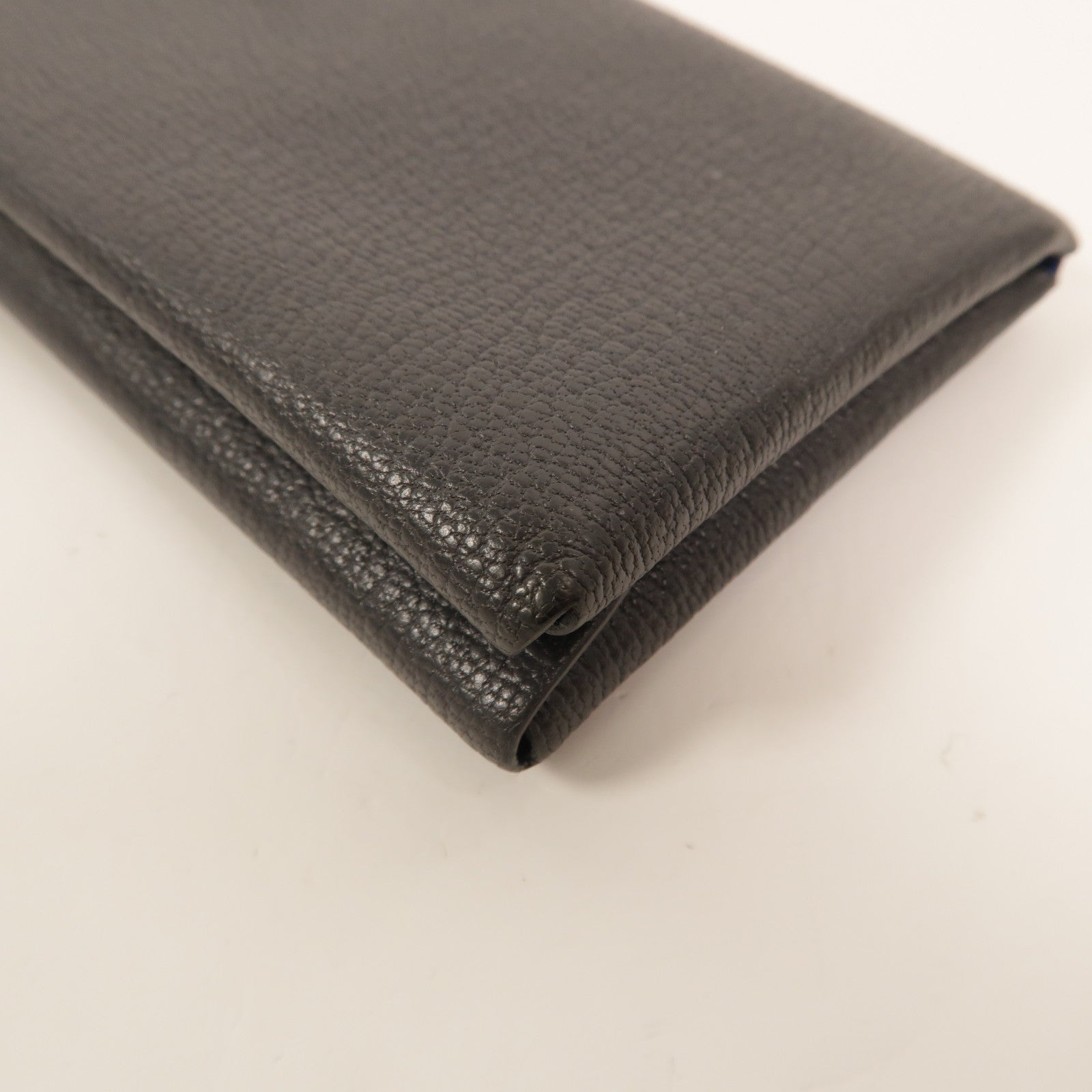 HERMES Chevre皮革Calvi Duo卡片套Graphite/Bleu Hydra