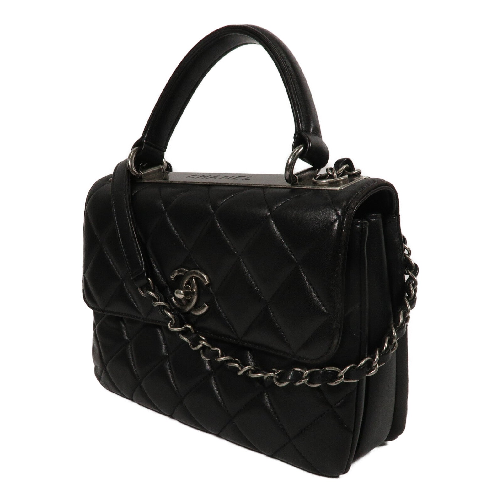 CHANEL 牛皮皮革Trendy CC Top Handle鏈帶手挽肩背兩用袋