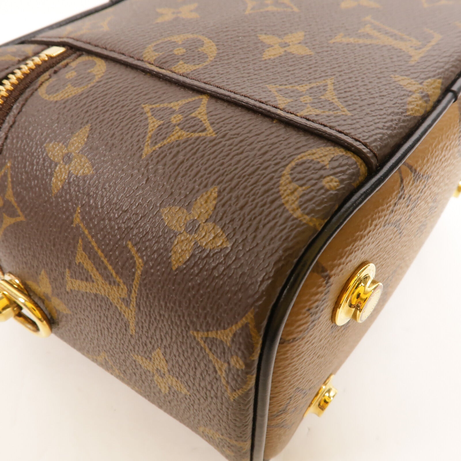 LOUIS VUITTON Monogram Reverse Vanity PM手挽肩背兩用袋棕色
