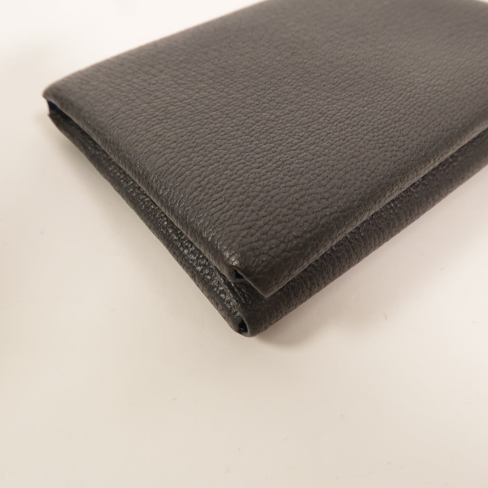 HERMES Chevre皮革Calvi Duo卡片套Graphite/Bleu Hydra