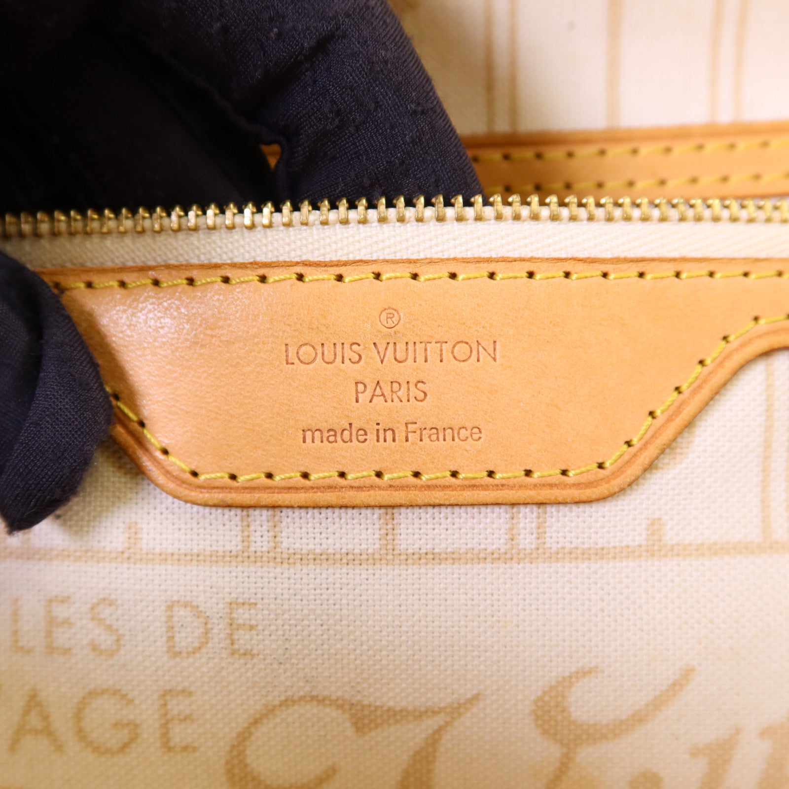 LOUIS VUITTON Damier Azur Neverfull PM金扣手挽袋