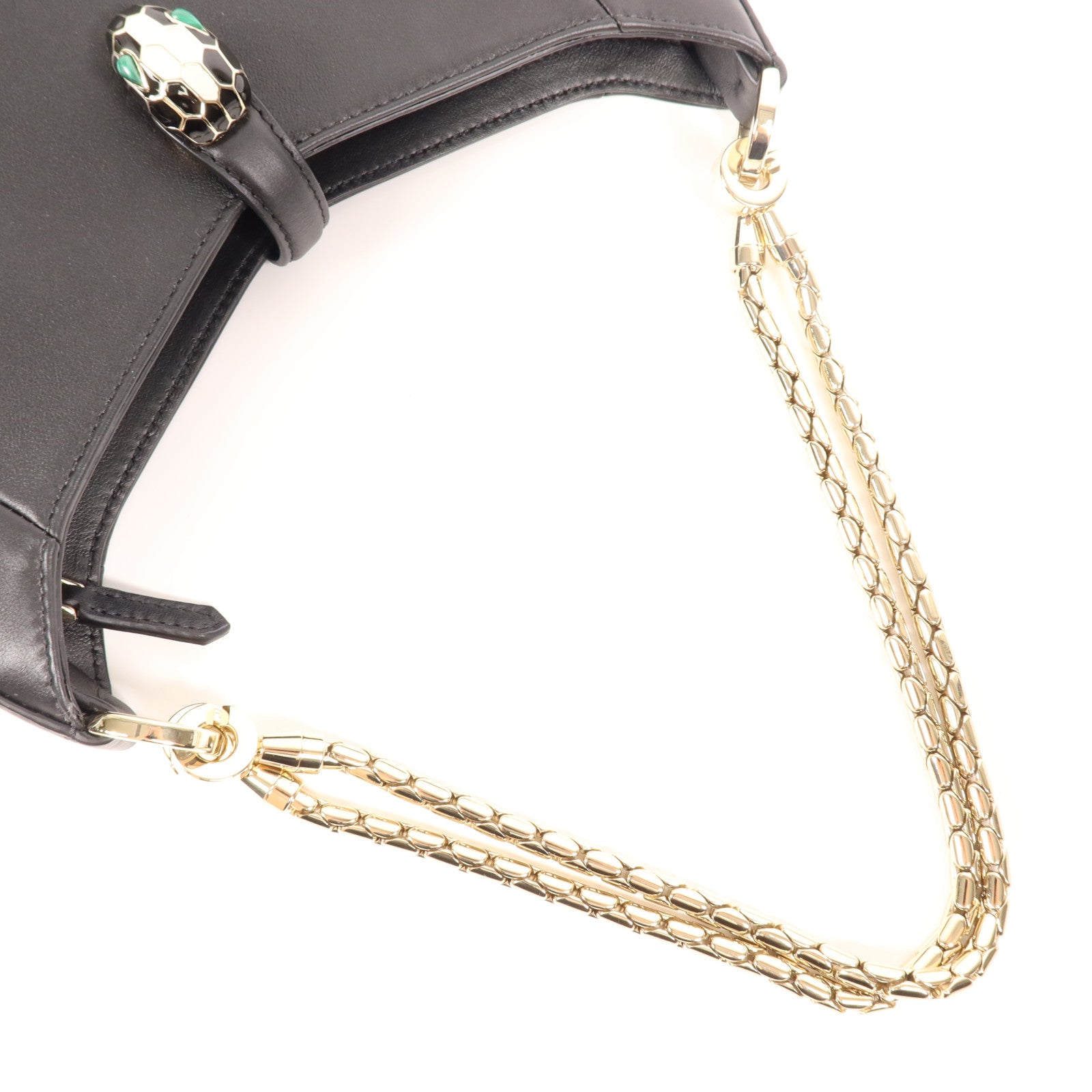 BVLGARI 牛皮皮革Serpenti Baia金扣鏈帶肩背袋