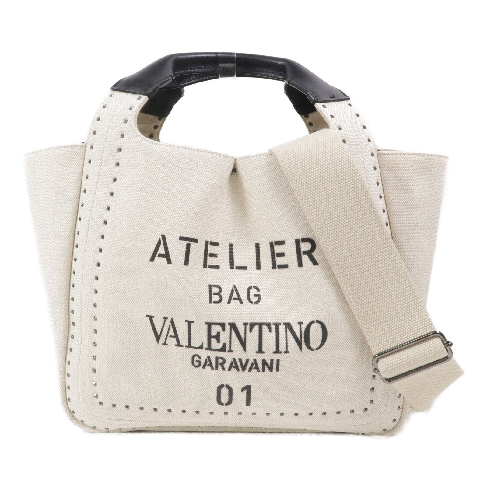 Valentino 帆布Atelier Bag手挽肩背兩用袋