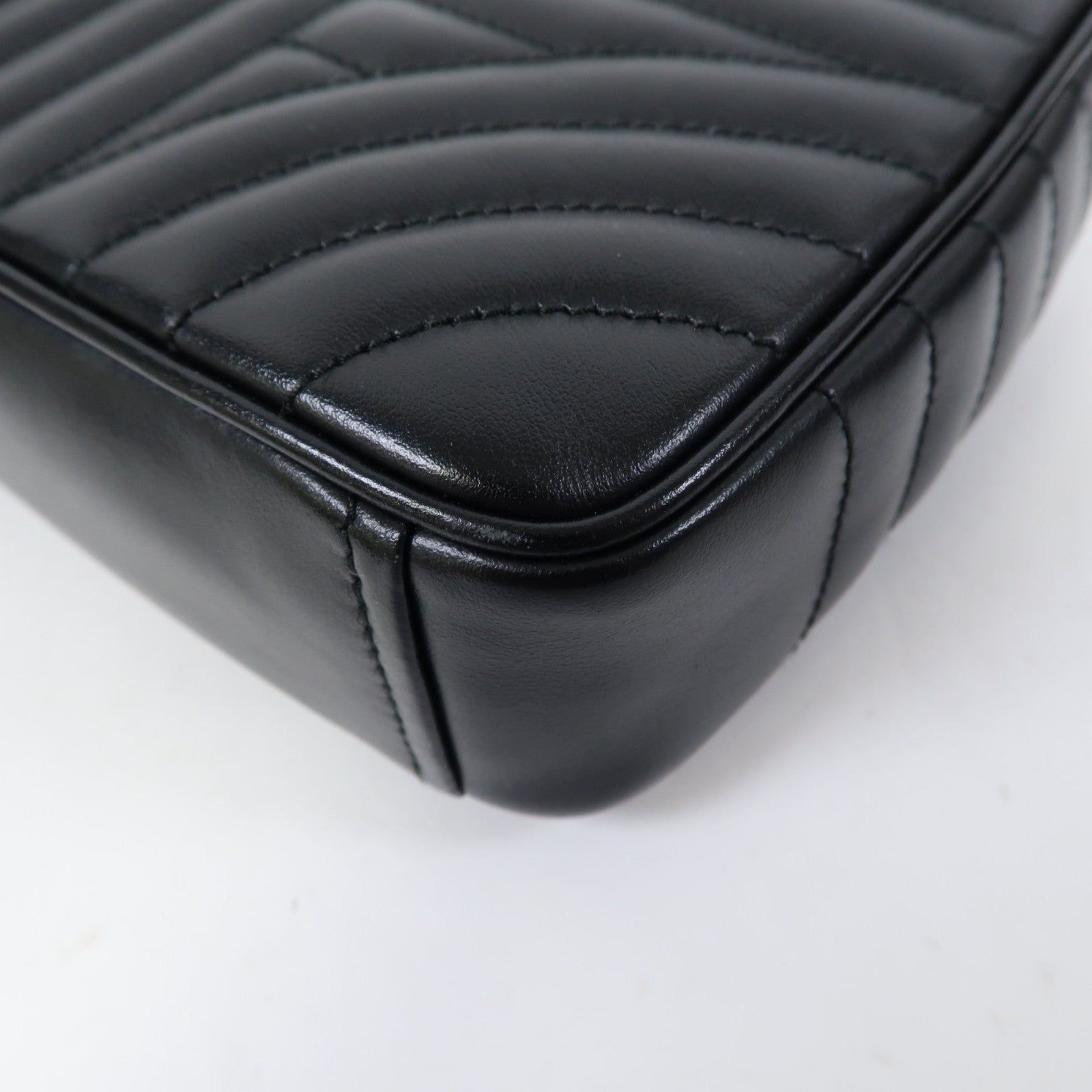 PRADA 牛皮皮革Diagramme Chain Shoulder Bag銀扣鏈帶肩背袋黑色