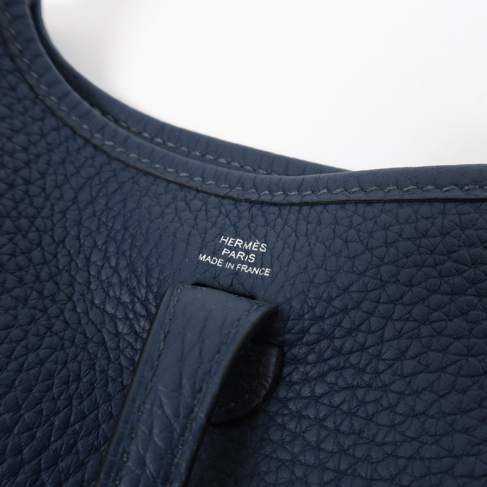 HERMES Clemence皮革Evelyne TPM銀扣肩背袋普魯士藍色