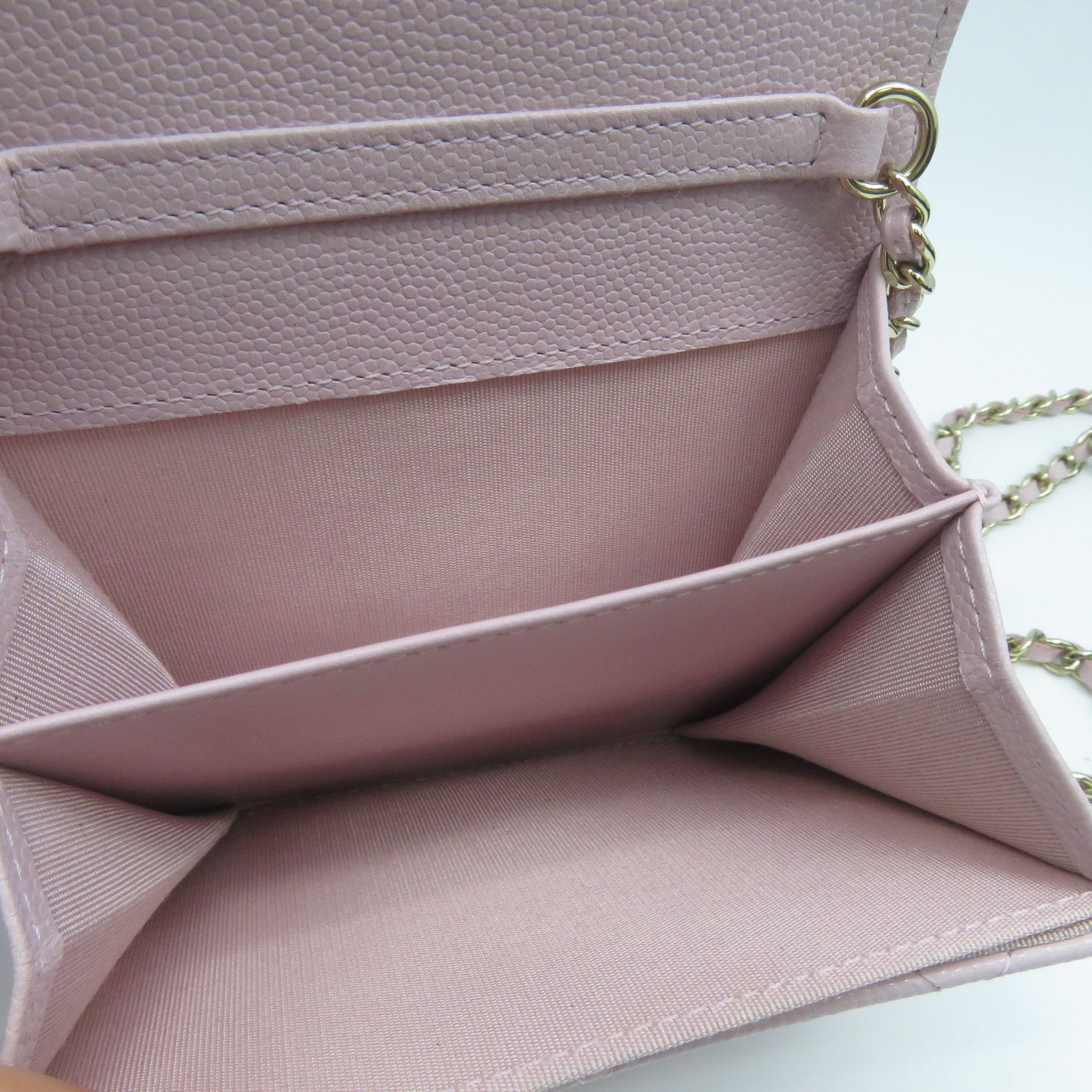 CHANEL 【激減優惠】菱格Caviar皮革Chain Shoulder金扣鏈帶肩背袋粉紅色
