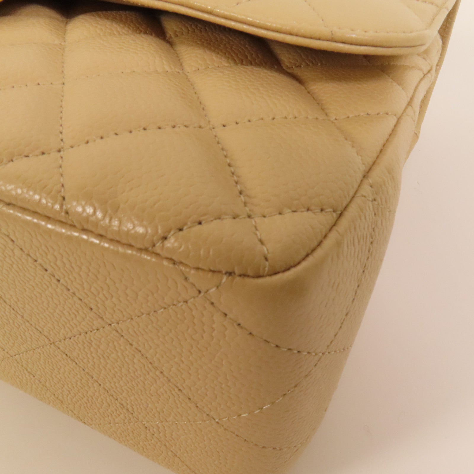 CHANEL 牛皮皮革Jumbo銀扣鏈帶肩背袋