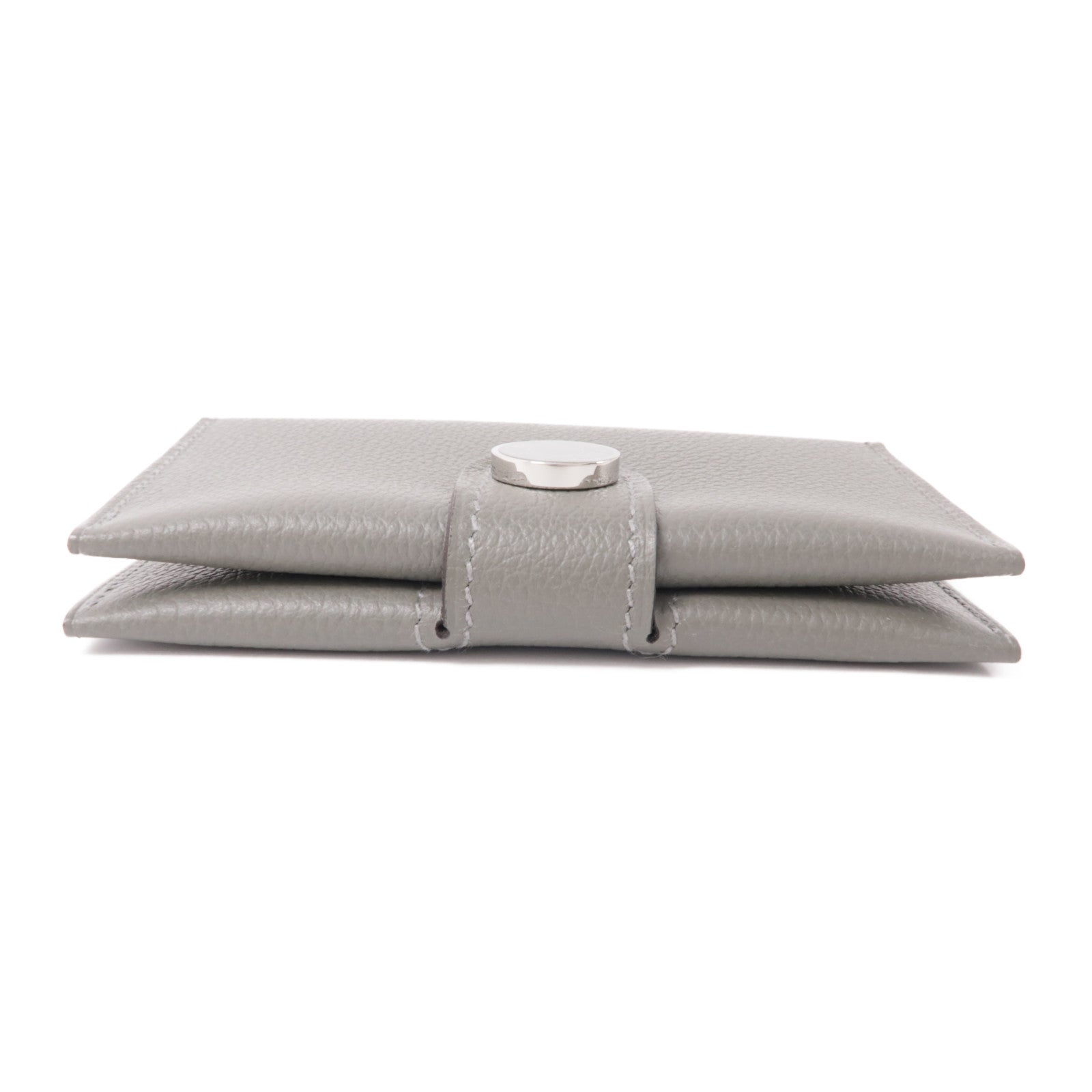 HERMES Evercolor皮革Porte-Cartes銀扣卡片套Gris Meyer灰色