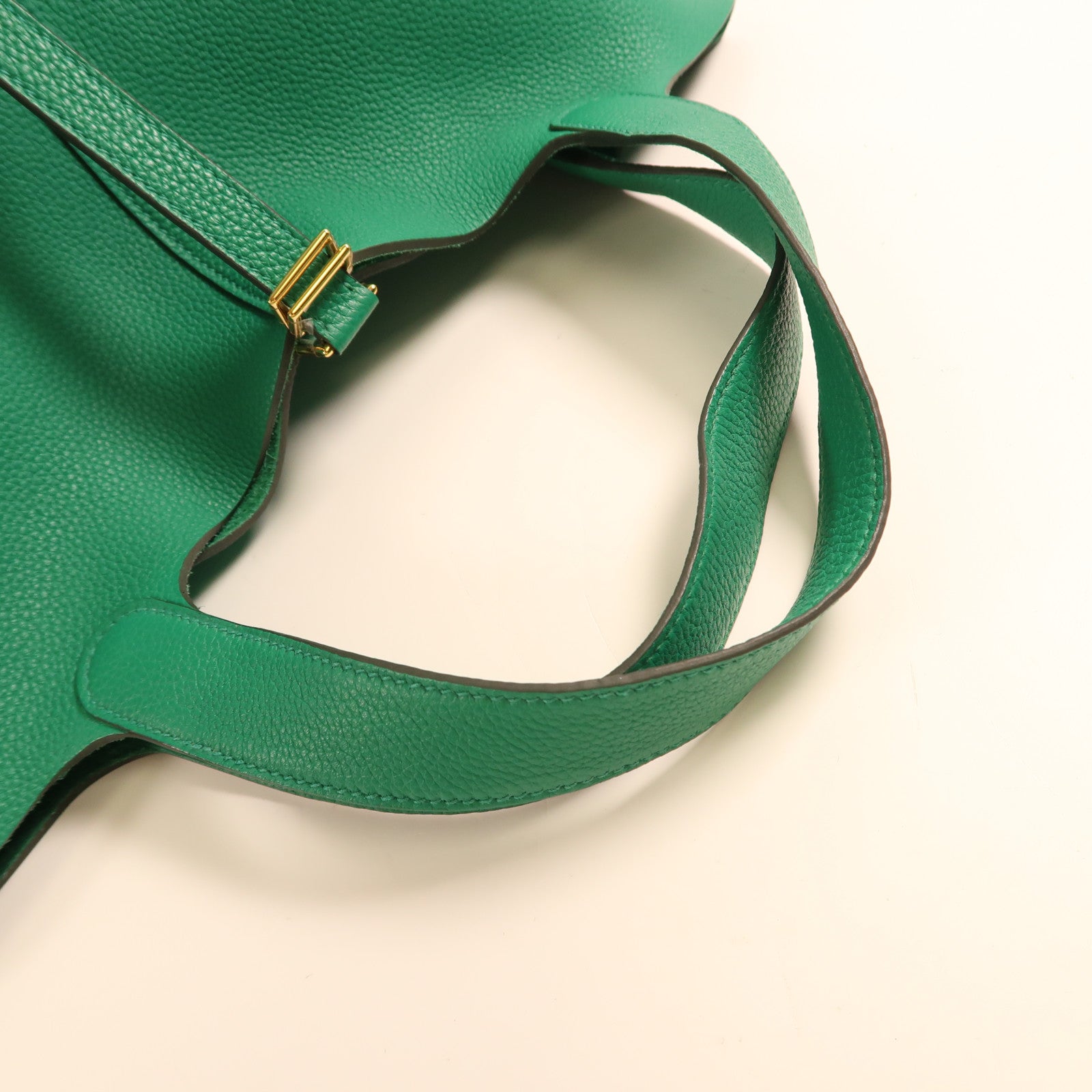 HERMES Clemence皮革Picotin MM金扣手挽袋Vert Vertigo絲絨綠