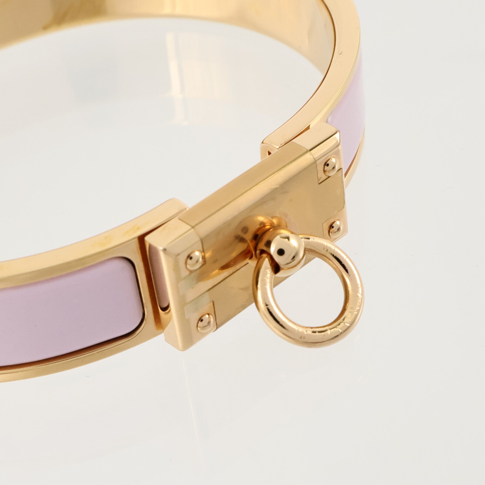 HERMES 金屬/琺瑯Clic Anneau手鐲Rose Dragee