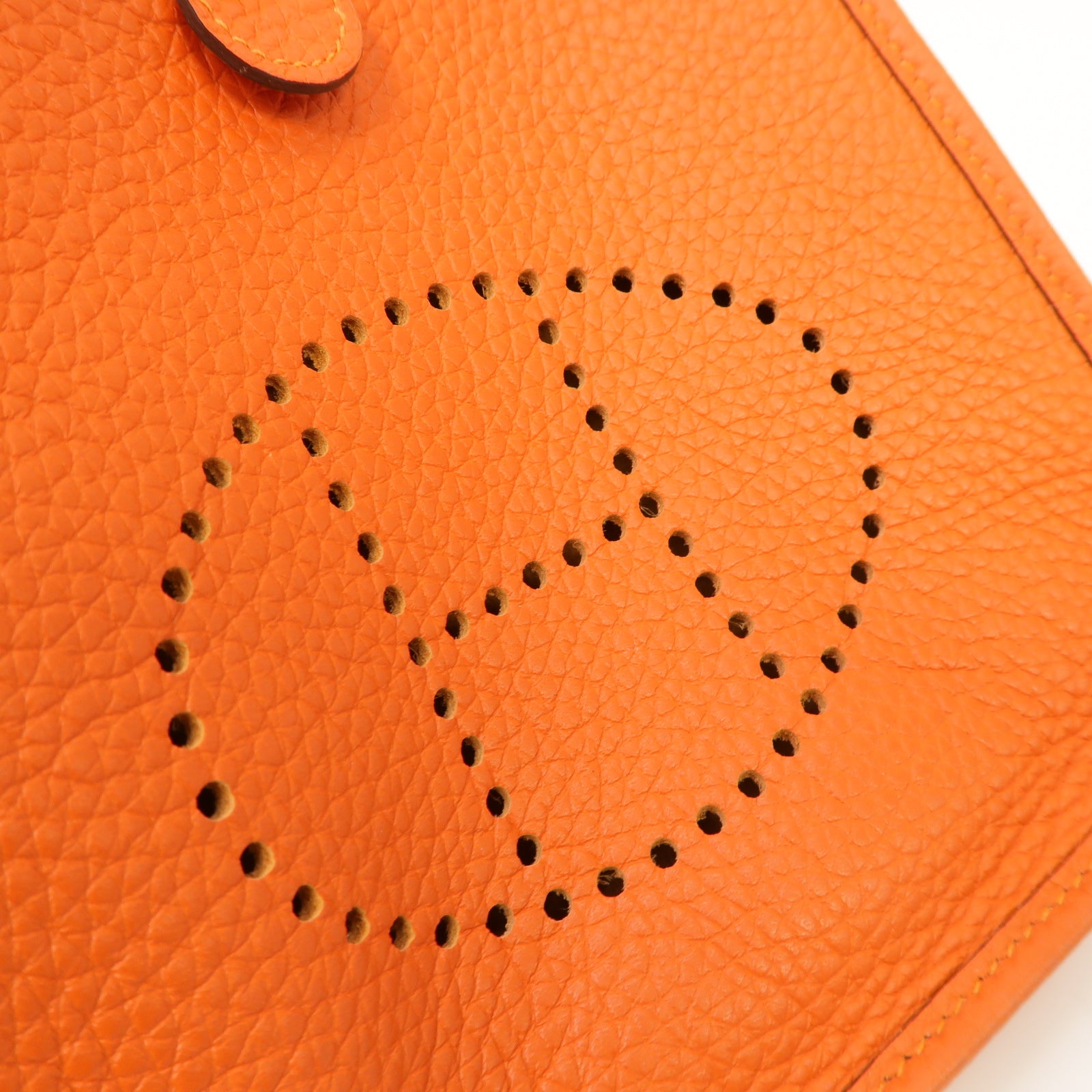 HERMES 【激減優惠】Clemence皮革Evelyne TPM Shoulder Bag金扣肩背袋火焰橘