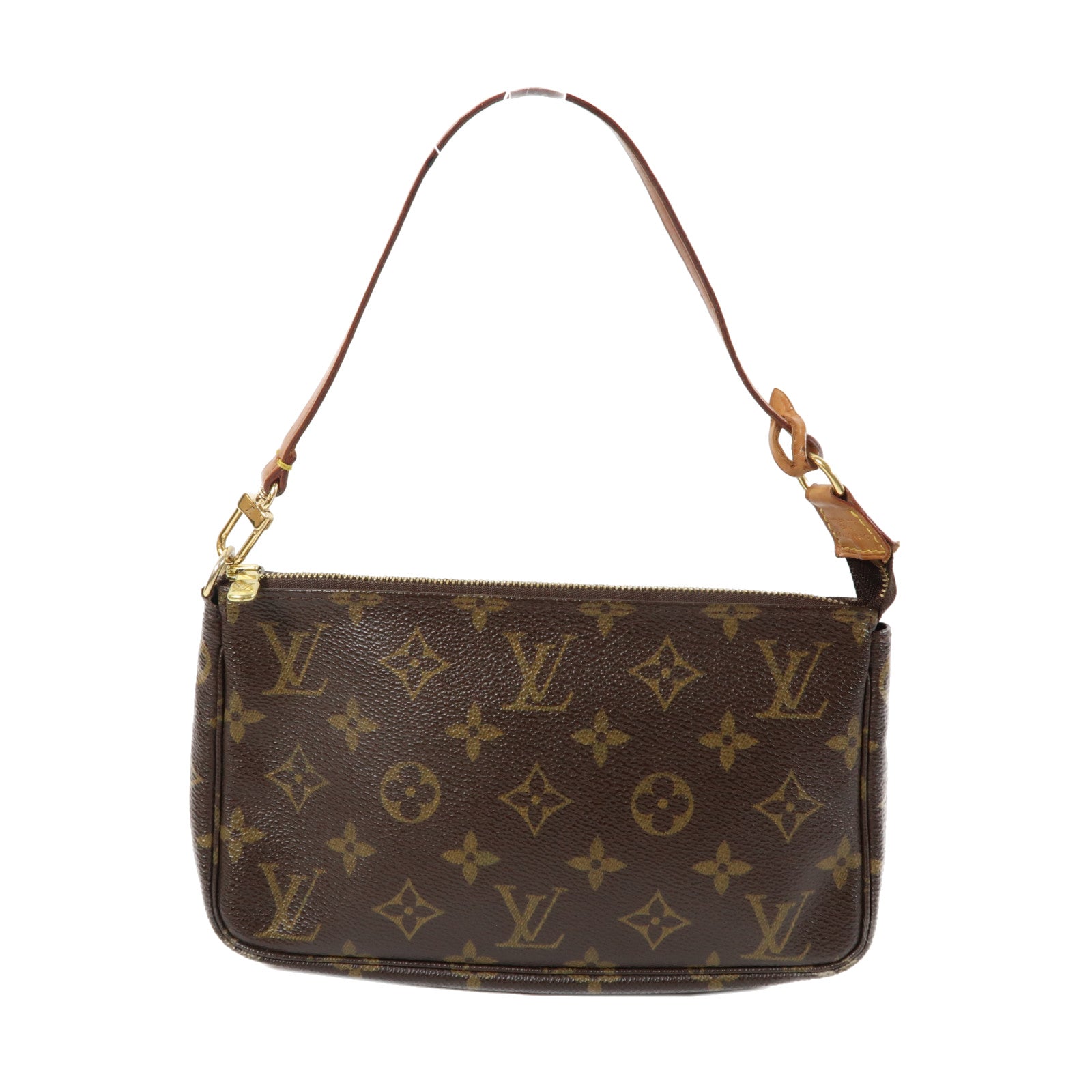 LOUIS VUITTON Monogram Pochette Accessories金扣手拿包啡色