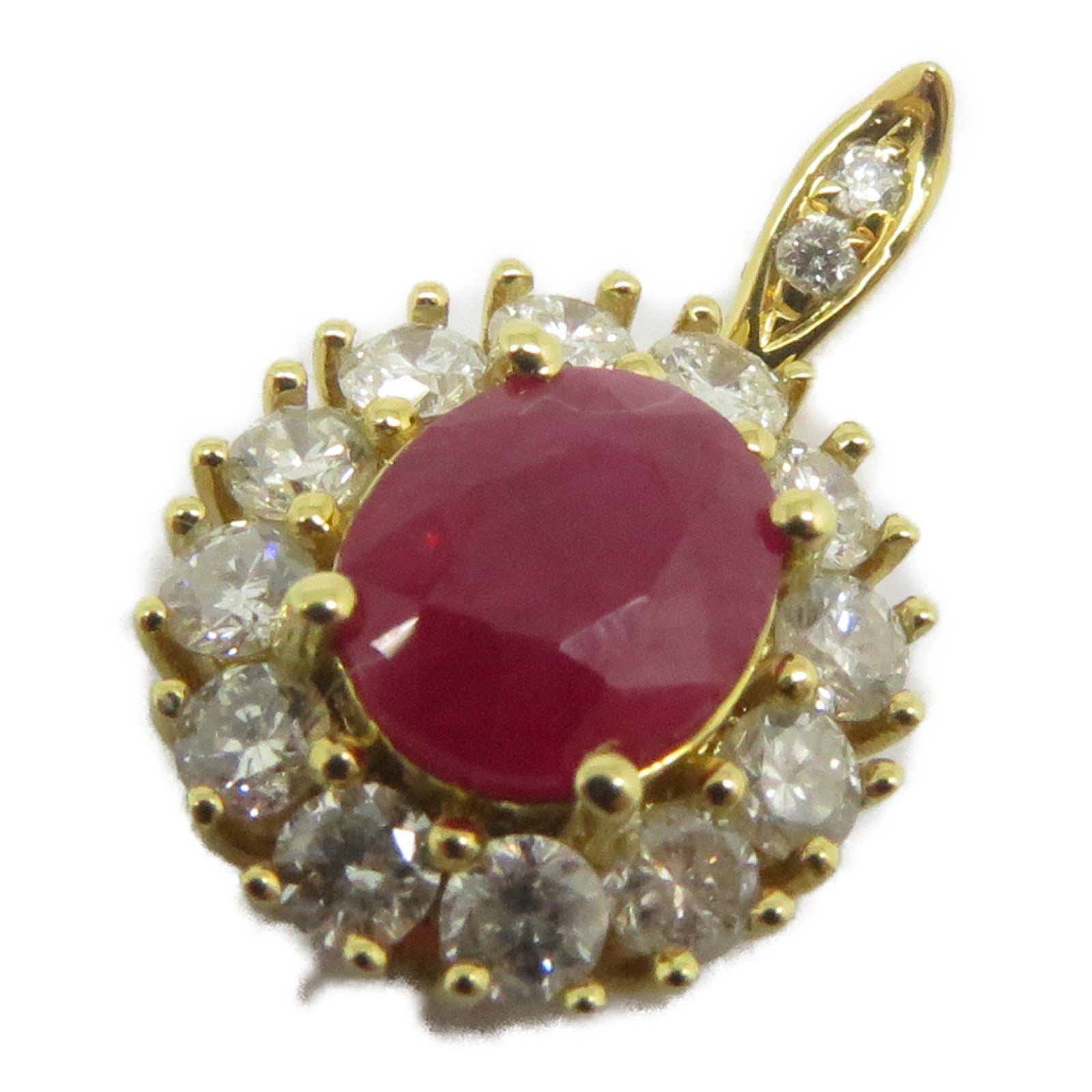 JEWELRY 【激減優惠】18K黃金Ruby Diamond Pendant Ring 0.72ct紅寶石/0.54ct鑽石戒指/吊墜US#7