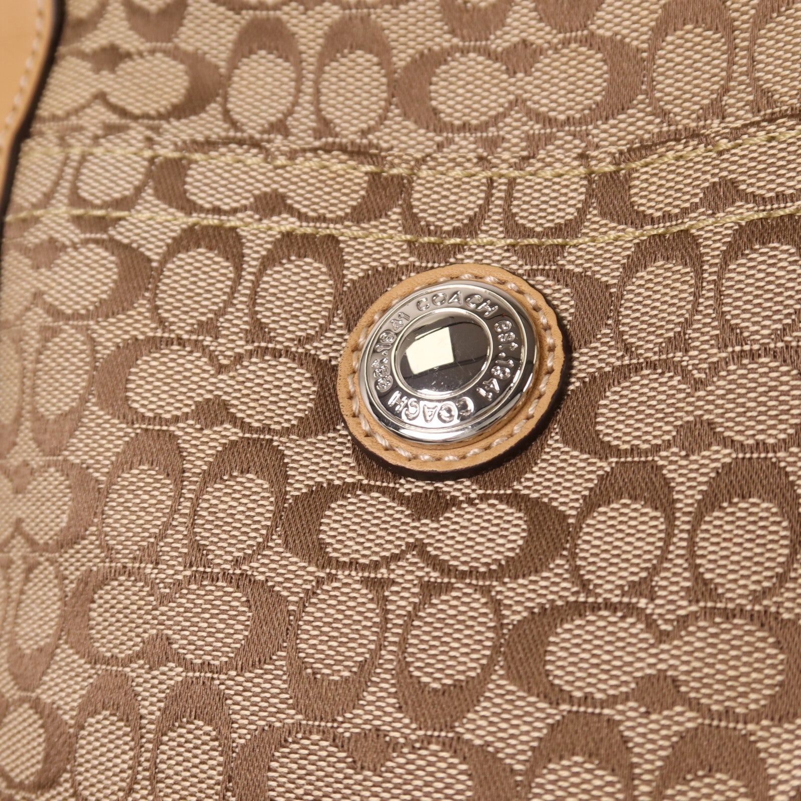 COACH 帆布Shoulder Bag銀扣手挽肩背兩用袋