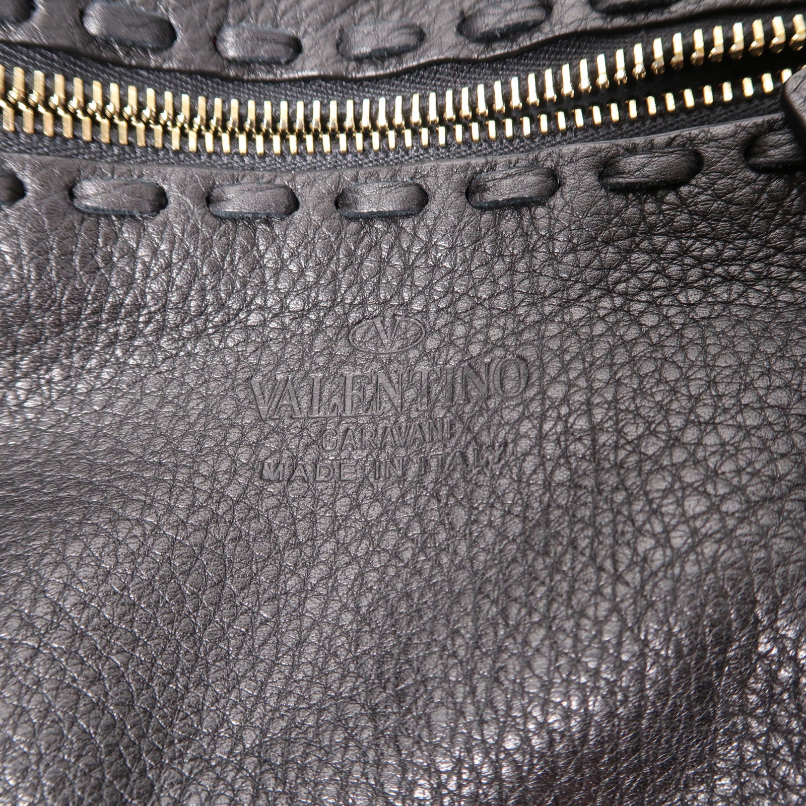 Valentino 【激減優惠】牛皮皮革Tote Bag金扣手挽袋黑色