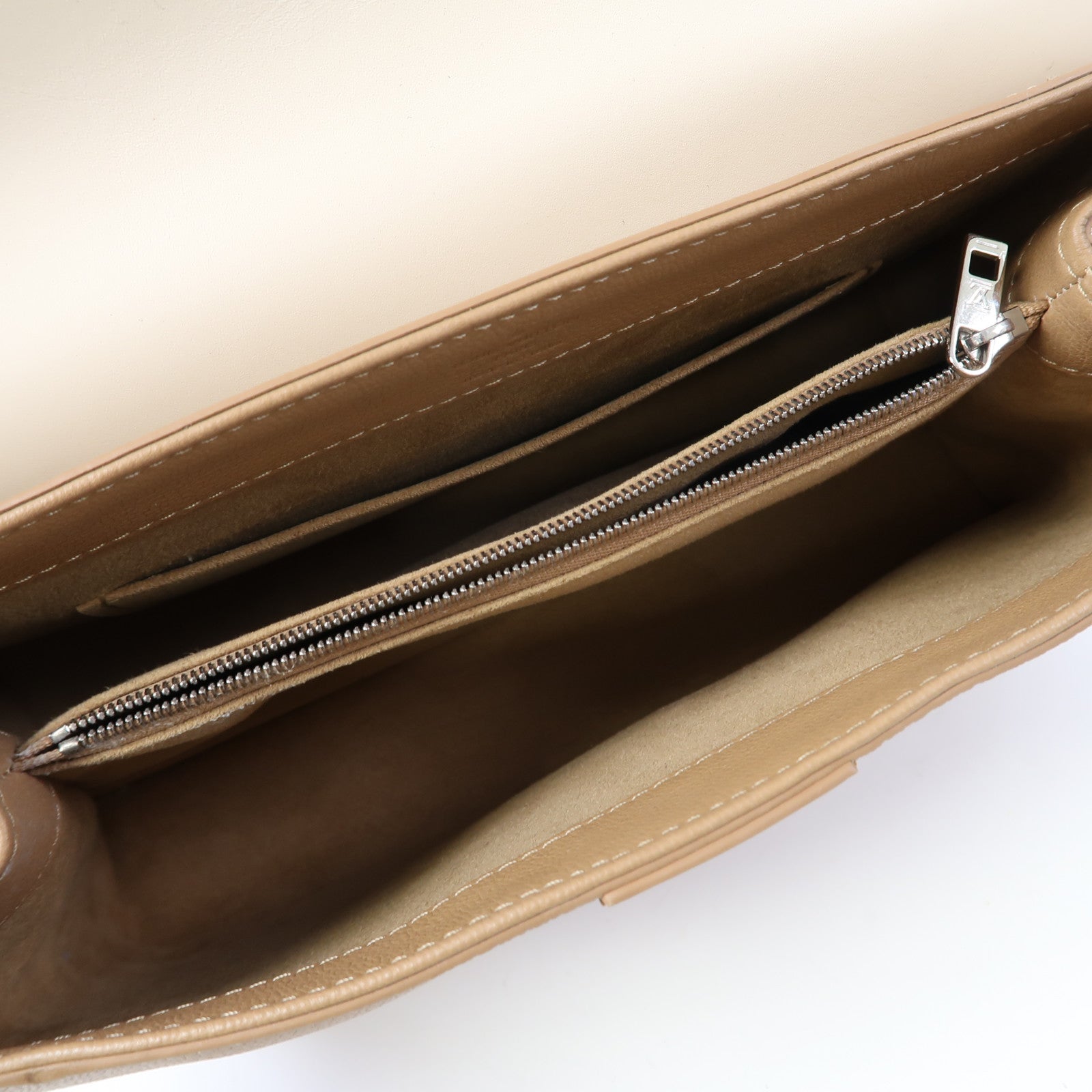 LOUIS VUITTON 【激減優惠】牛皮皮革Very One Handle銀扣手挽肩背兩用袋米色