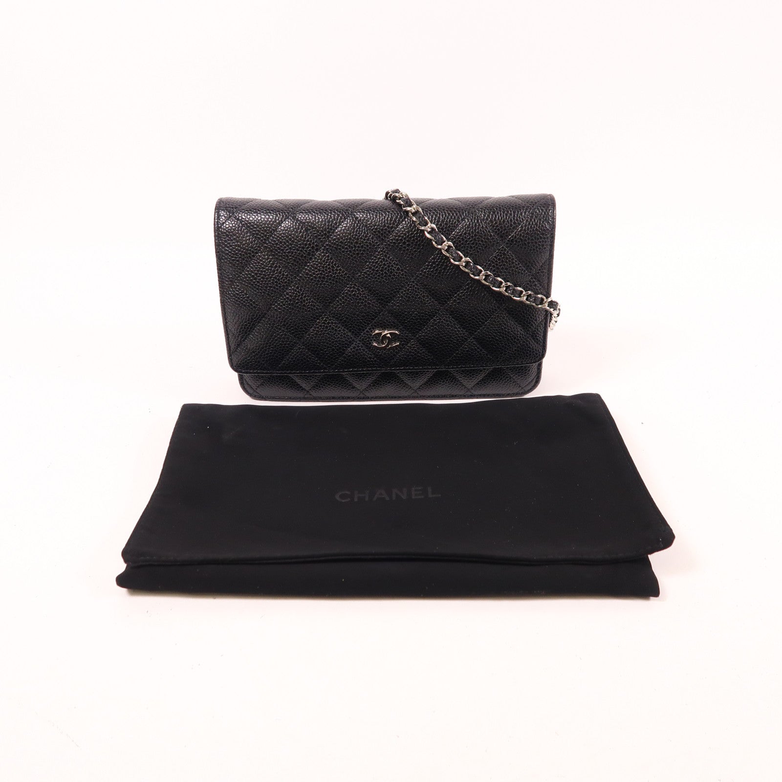 CHANEL 牛皮皮革WOC Wallet On Chain銀扣鏈帶肩背袋