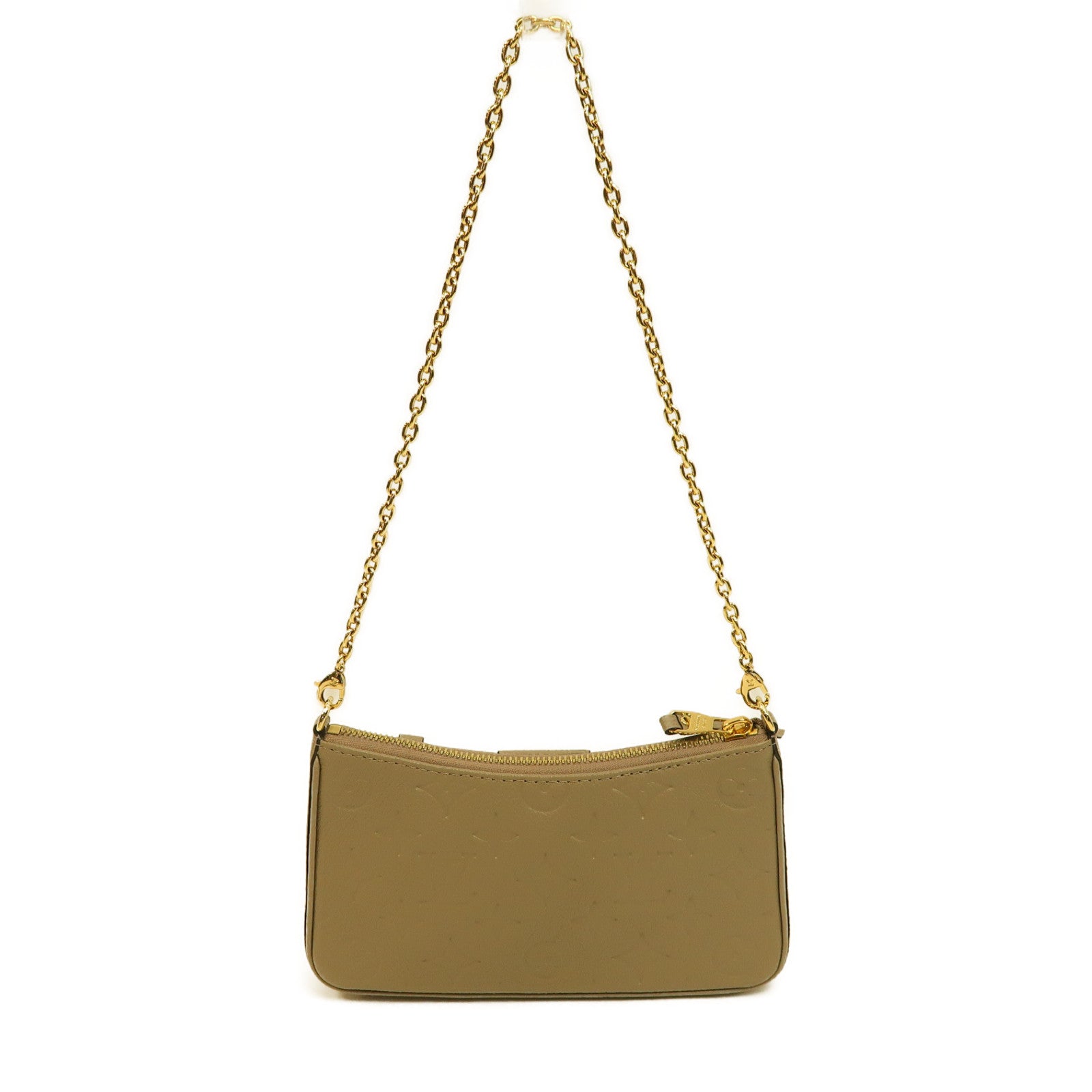 LOUIS VUITTON Monogram Empreinte Easy Pouch On Strap金扣鏈帶肩背袋米色