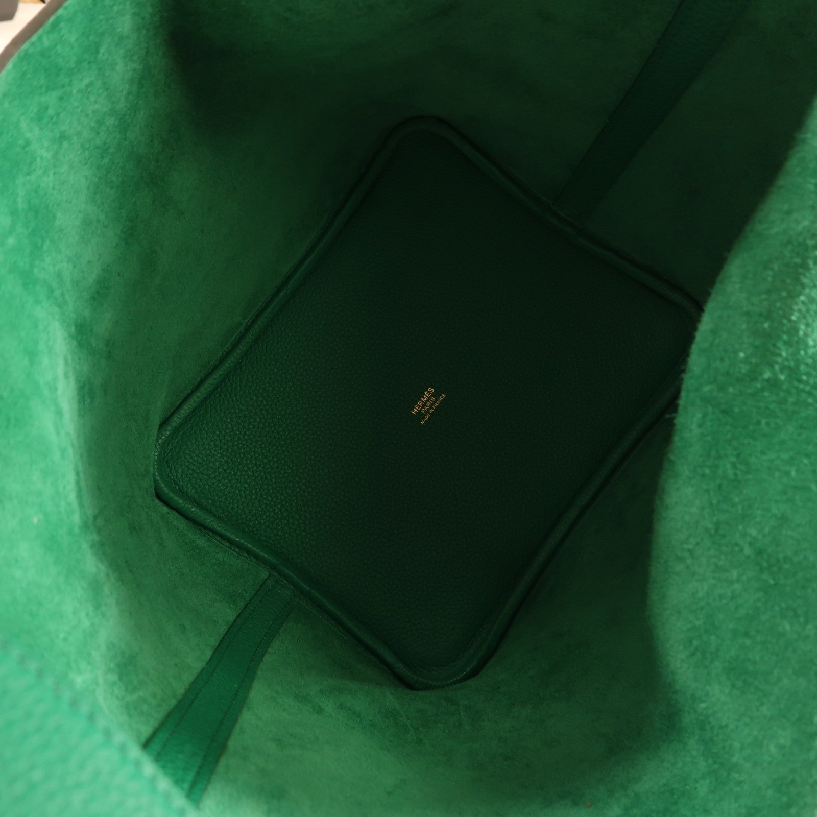 HERMES Clemence皮革Picotin MM金扣手挽袋Vert Vertigo絲絨綠