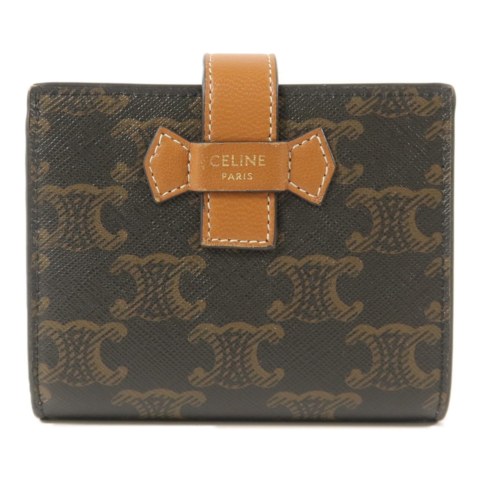 CELINE 塗層帆布Small Strap Triomphe Wallet錢包