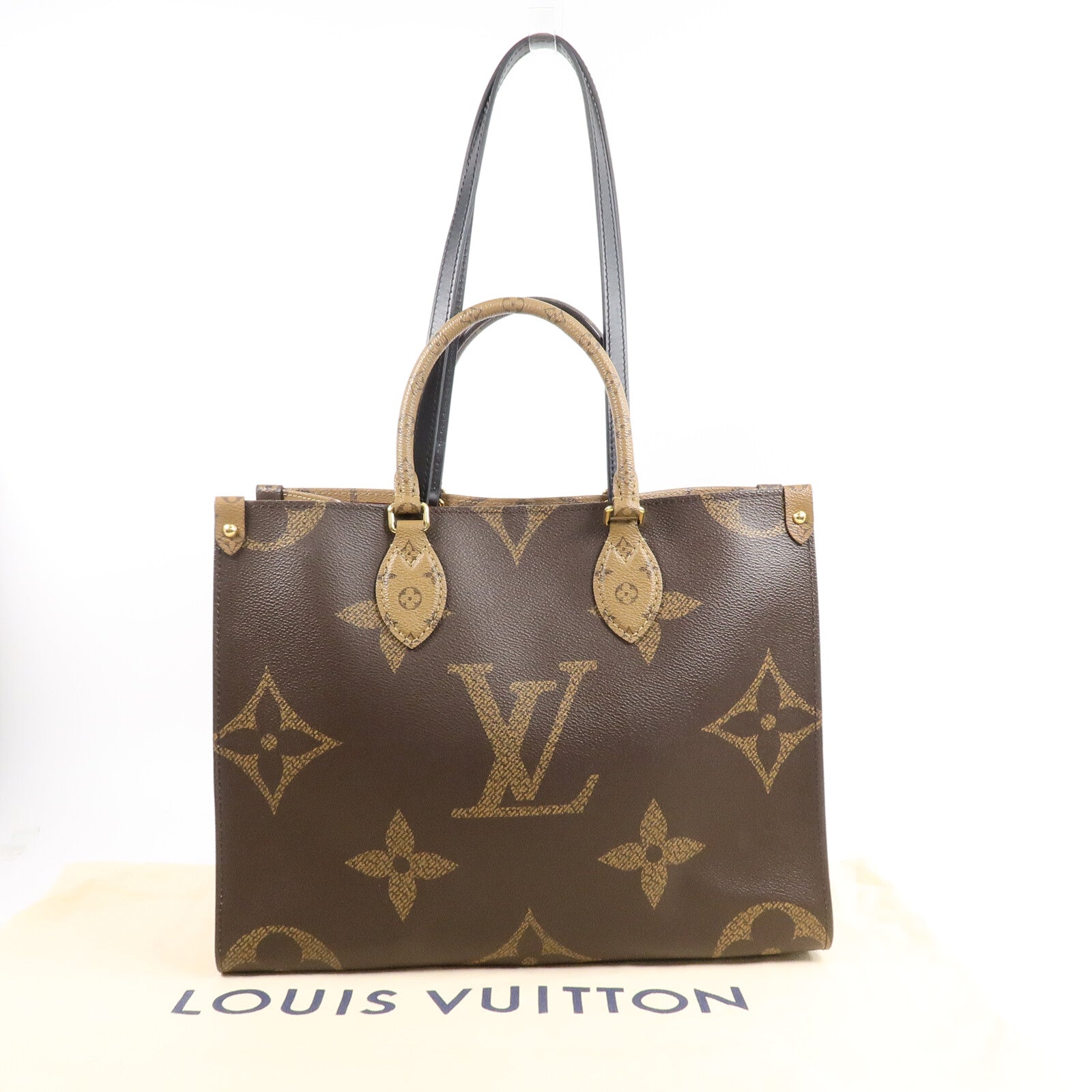 LOUIS VUITTON Monogram Giant On The Go MM金扣手挽肩背兩用袋