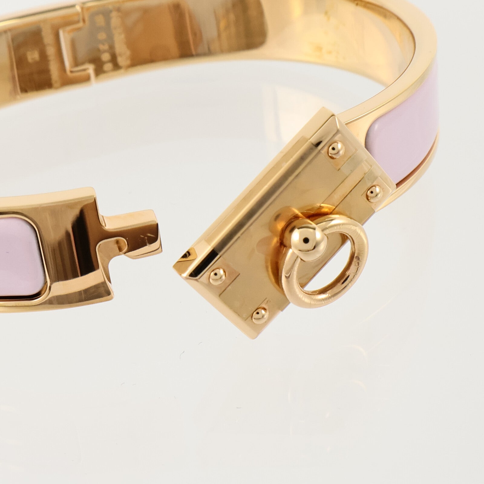 HERMES 金屬/琺瑯Clic Anneau手鐲Rose Dragee