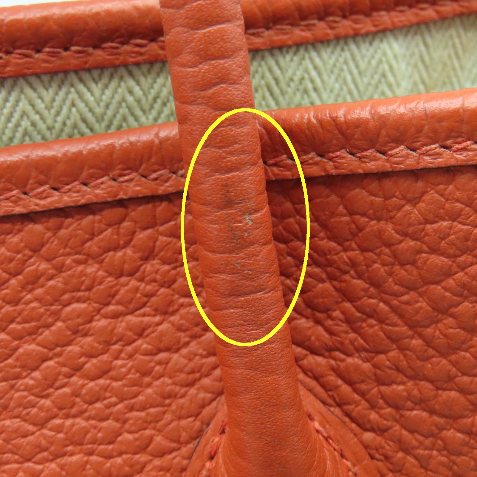 HERMES Country皮革Garden Party TPM銀扣手挽袋鱷魚橘