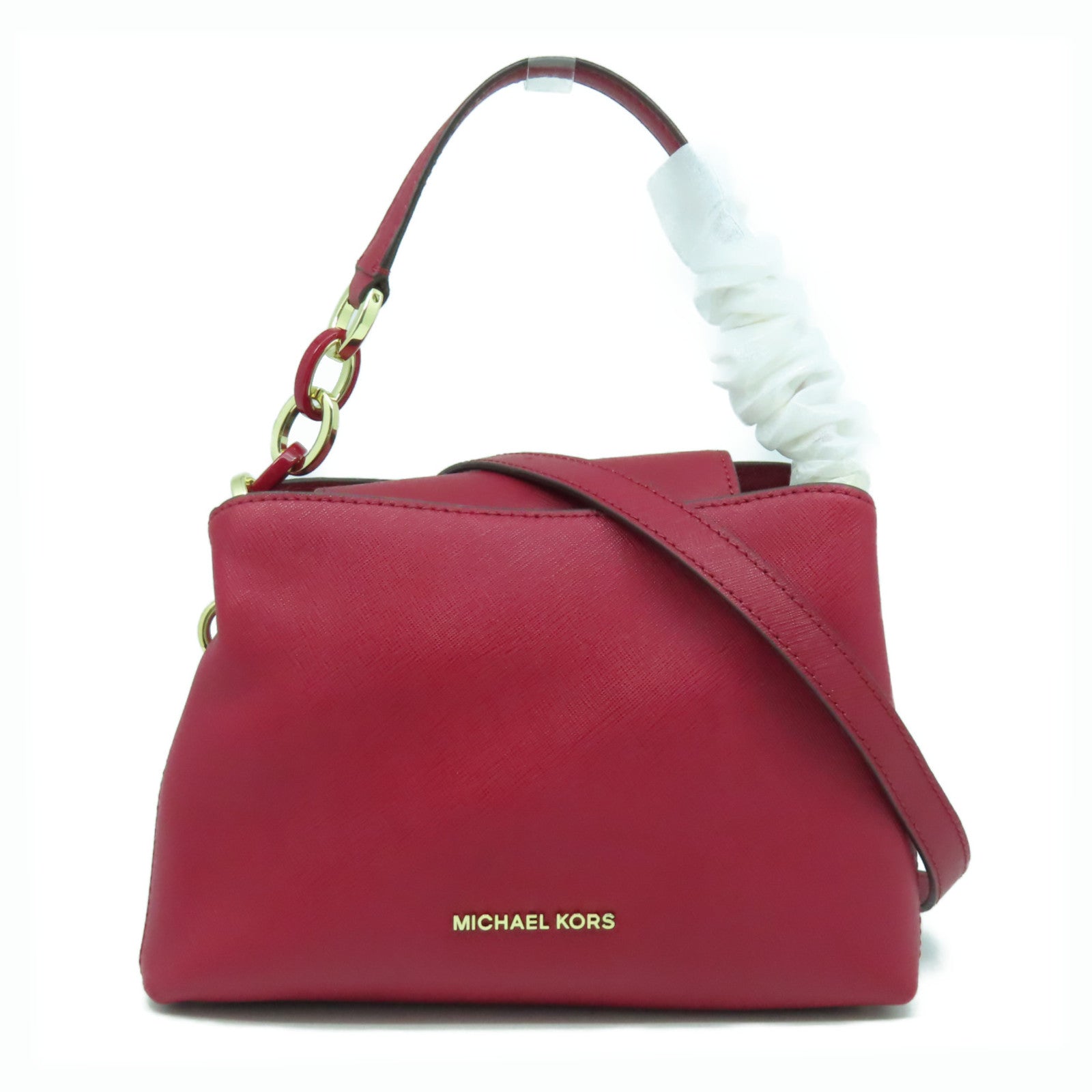 Michael Kors 【激減優惠】牛皮皮革2 Way Shoulder Bag金扣手挽肩背兩用袋紅色