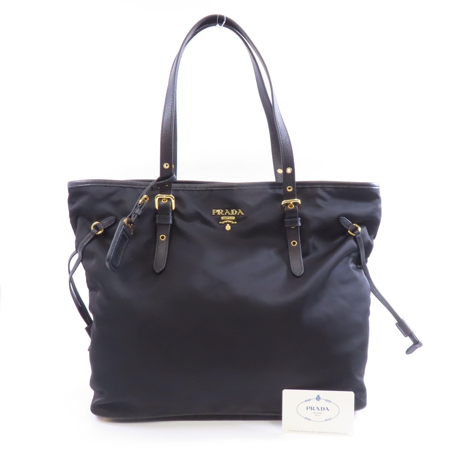 PRADA 尼龍Shoulder Bag金扣肩背袋黑色