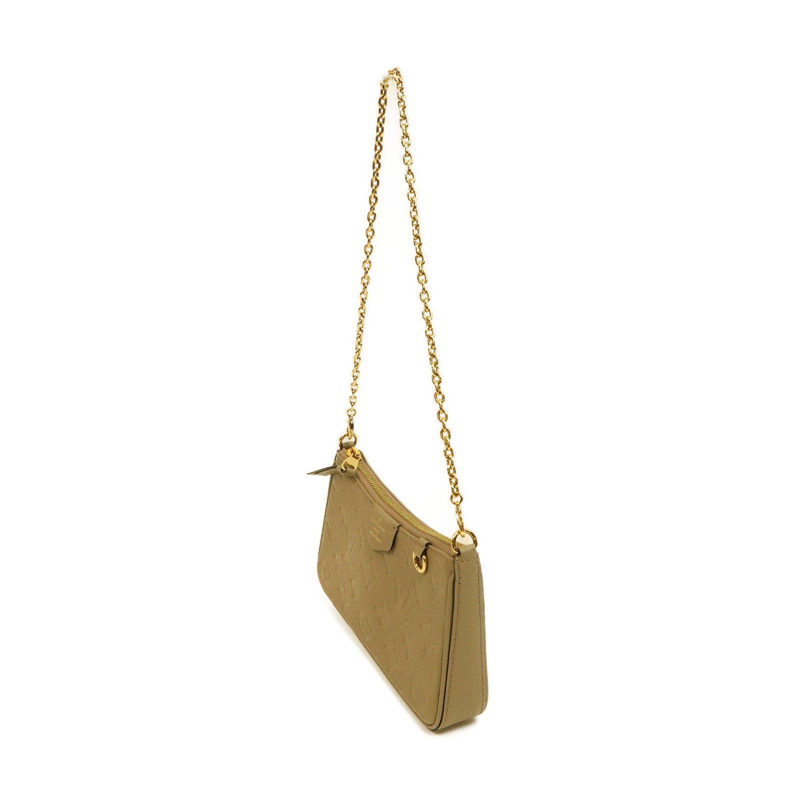 LOUIS VUITTON Monogram Empreinte Easy Pouch On Strap金扣鏈帶肩背袋米色